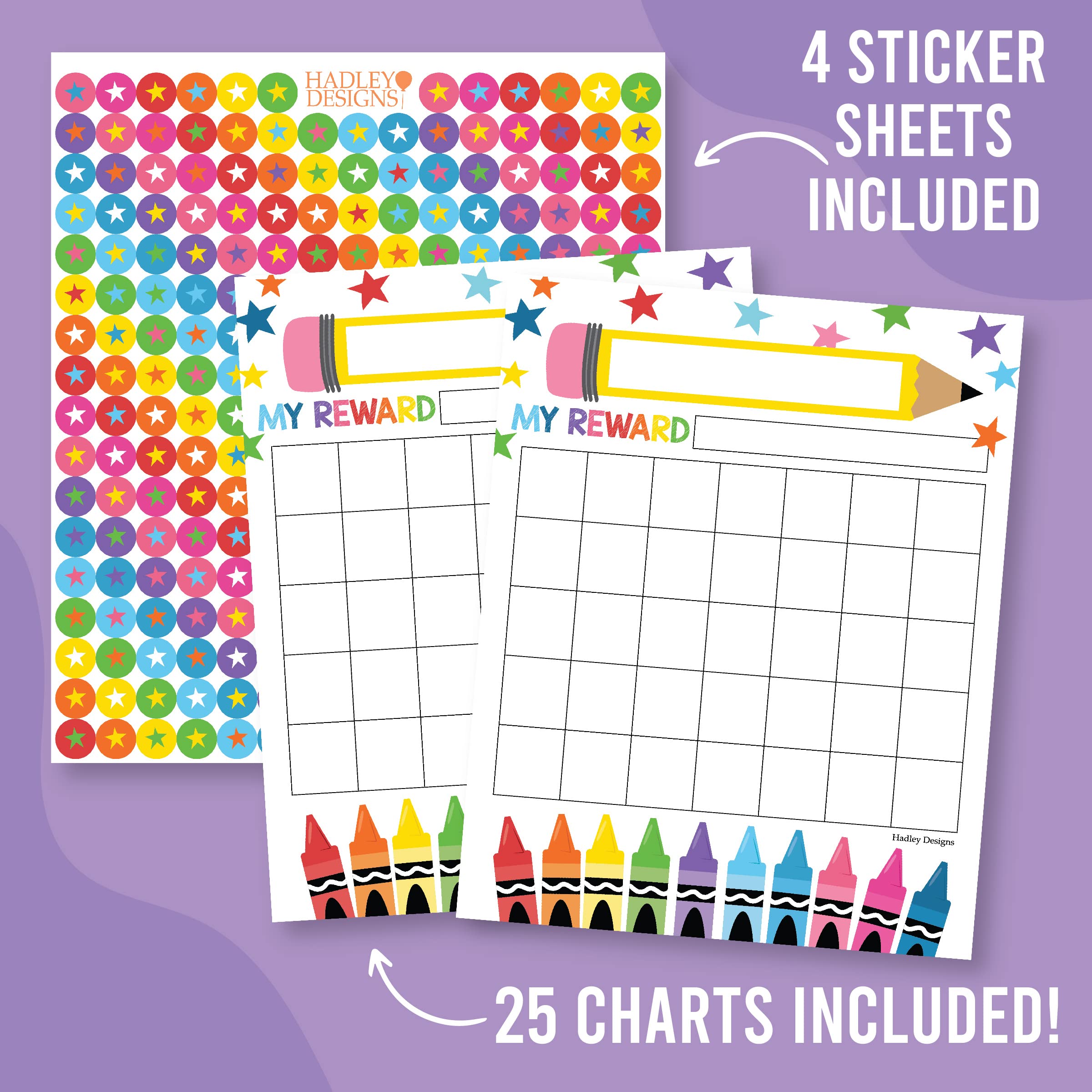 Sticker Chart for Kids Behavior at Home & Classroom - 25 Reward Chart for Kids Incentives, Gold Star Sticker Sheets, Crayon Incentive Charts for Classroom Must Haves 2