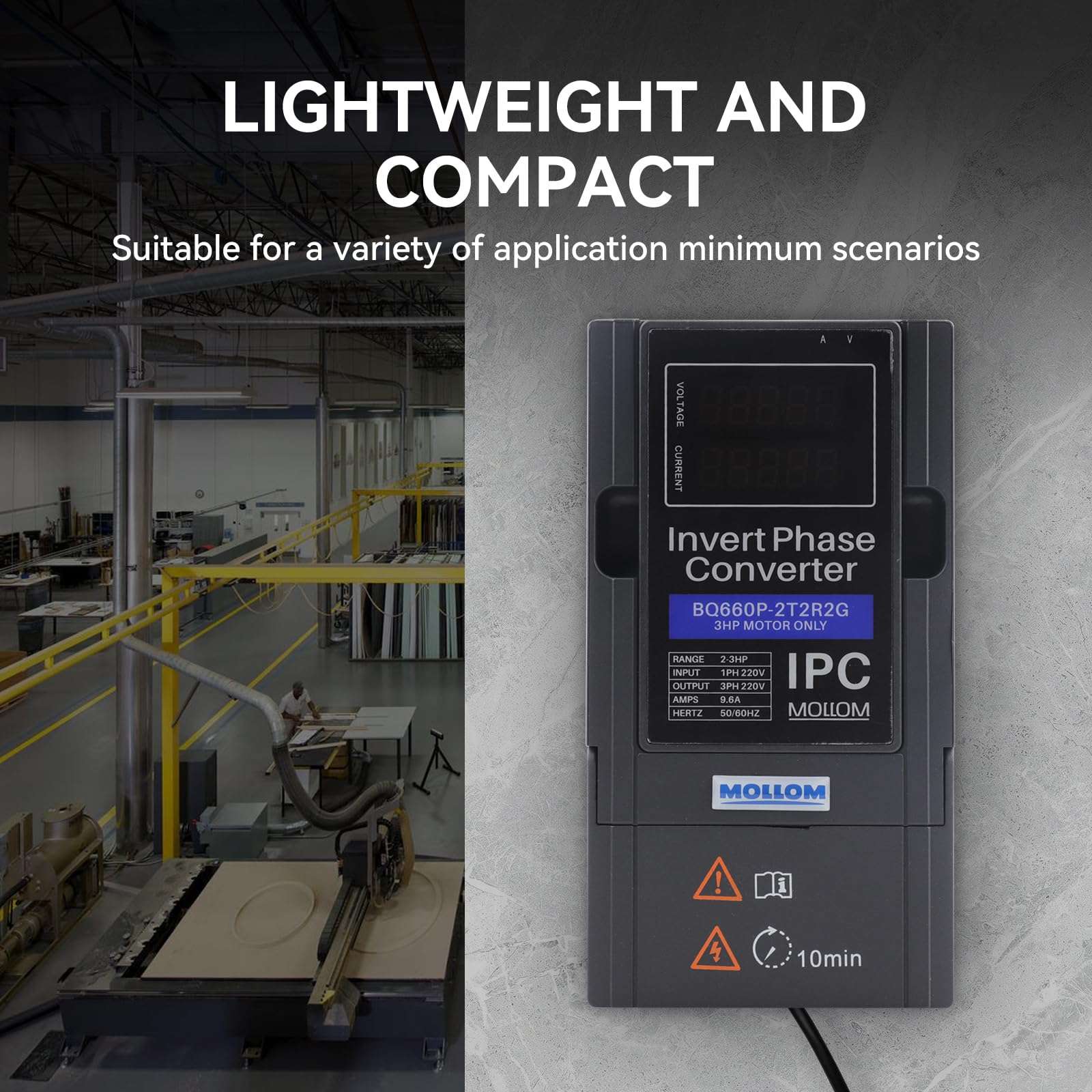 Mollom Single to 3 Phase Invert Phase Converter-4HP 3KW 13A 220V Input/Output IPC for 3PH Motor 6