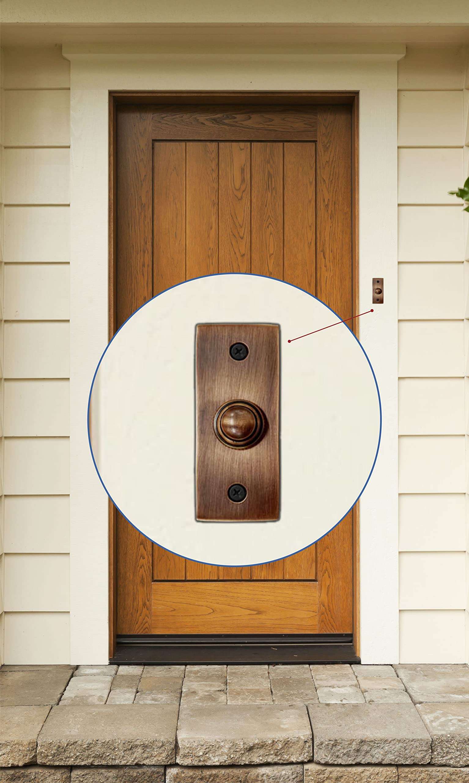 Akatva Doorbell Button with T Hinge Set – 2 Pieces Gate Hinges for Wooden Fences Heavy Duty – Bell Push Button – Doorbell Button Wired – Barn Hinges for Doors – Black Hinges – Antique Copper Finish 3