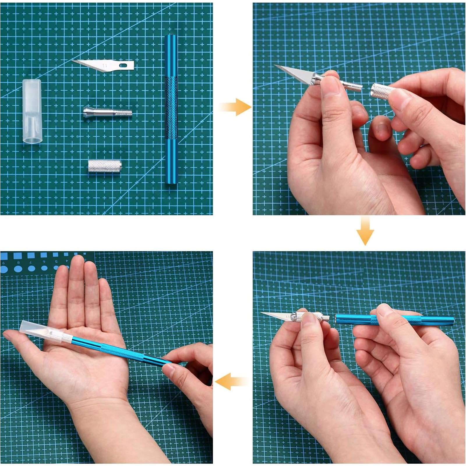 15 Packs Hobby Precision Knife Set, Stainless Steel Precision Cutter Refill Craft Knife for Phone Repair, Art, Hobby, Scrapbooking, Stencil(Blue) 5