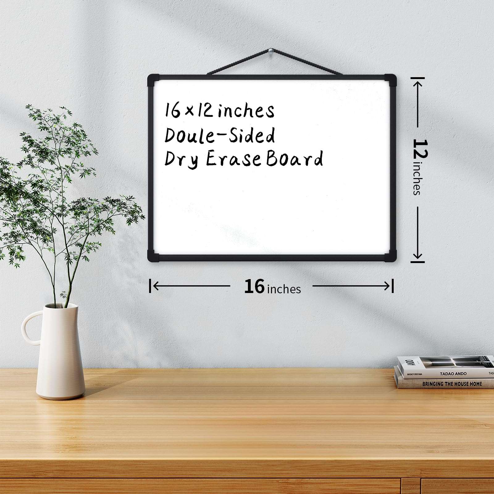 Monthly Calendar Dry Erase Board, 16"x12" White Board Dry Erase for Wall, Small Hanging Dry Erase Board, Double-Sided White Board for Home, Office, or School 6