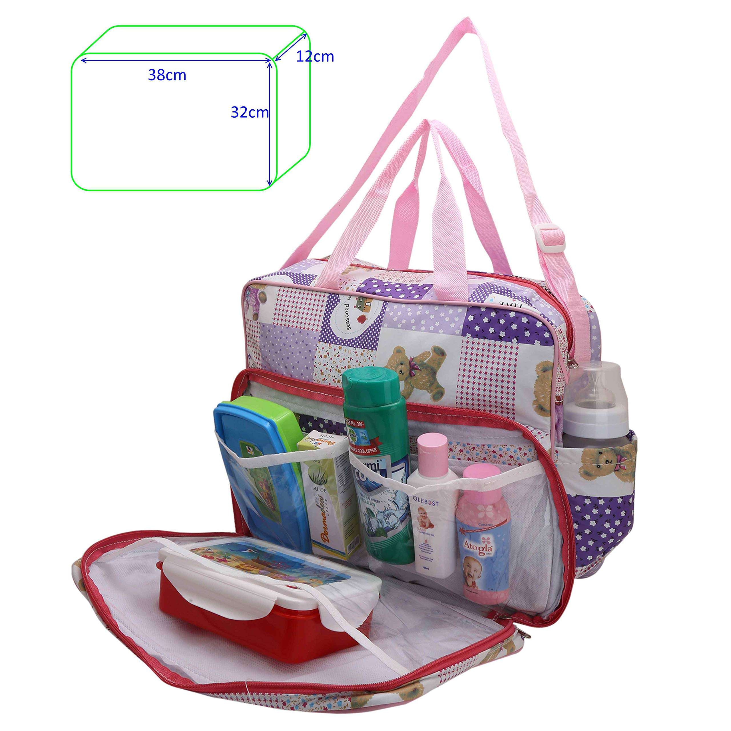 Indi Bargain Nappy Diaper Bag Mom Mother Bag Multipurpose Multi Compartment (Pink) 3