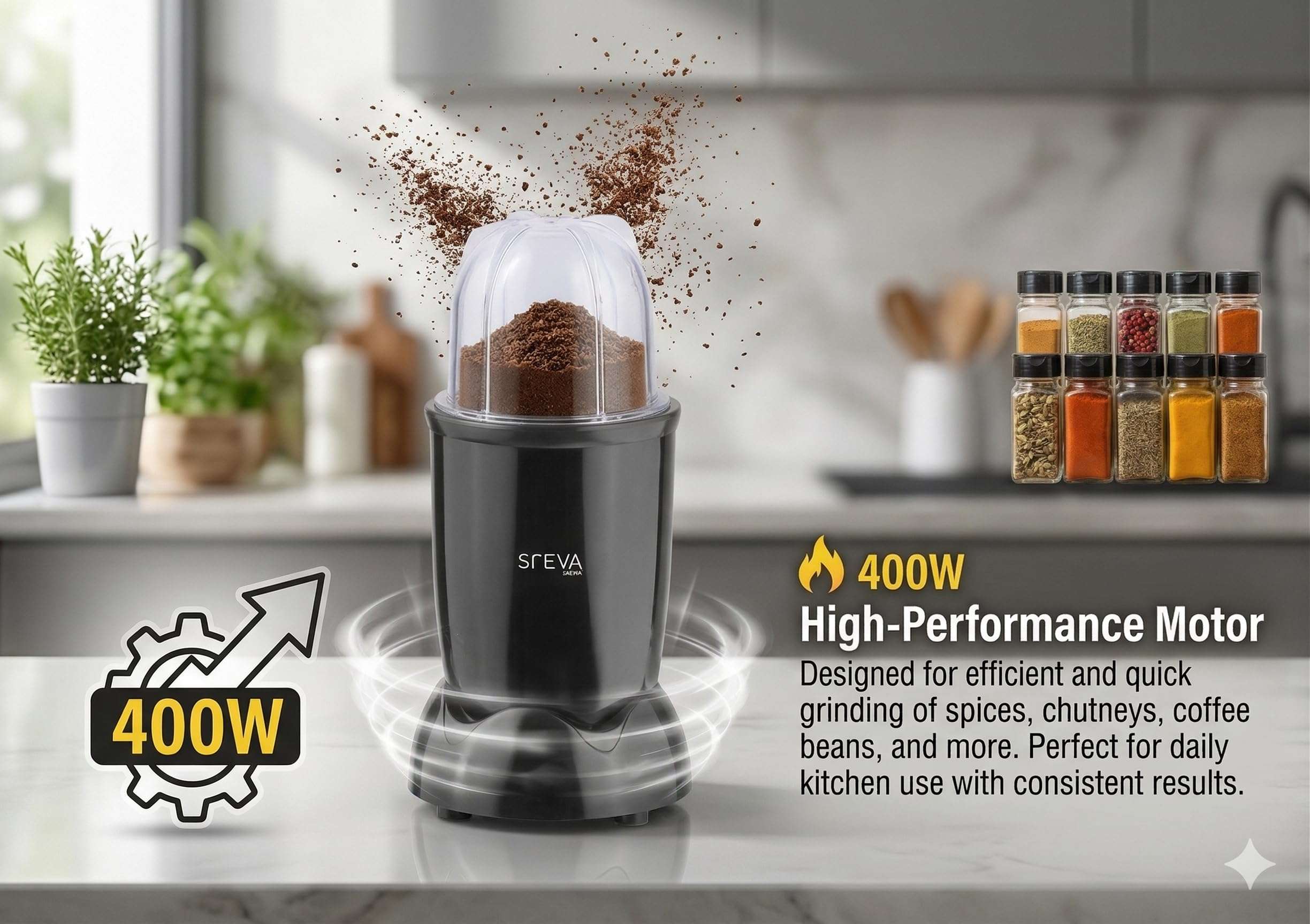 STEVA Nutri Blender Powerful 400W Motor Versatile Jar Set Safety Features for Smoothies More 5