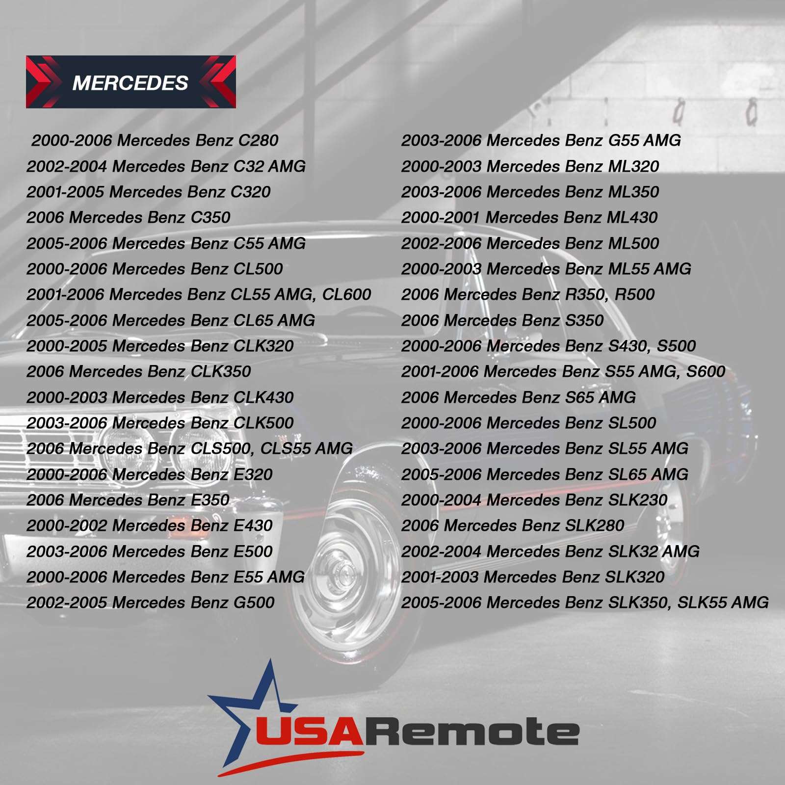 Key Fob Keyless Entry Remote Shell Case & Pad fits C Class, CLK, CLS, E Class, G Class, SLK Class, AMG, Set of 2 5