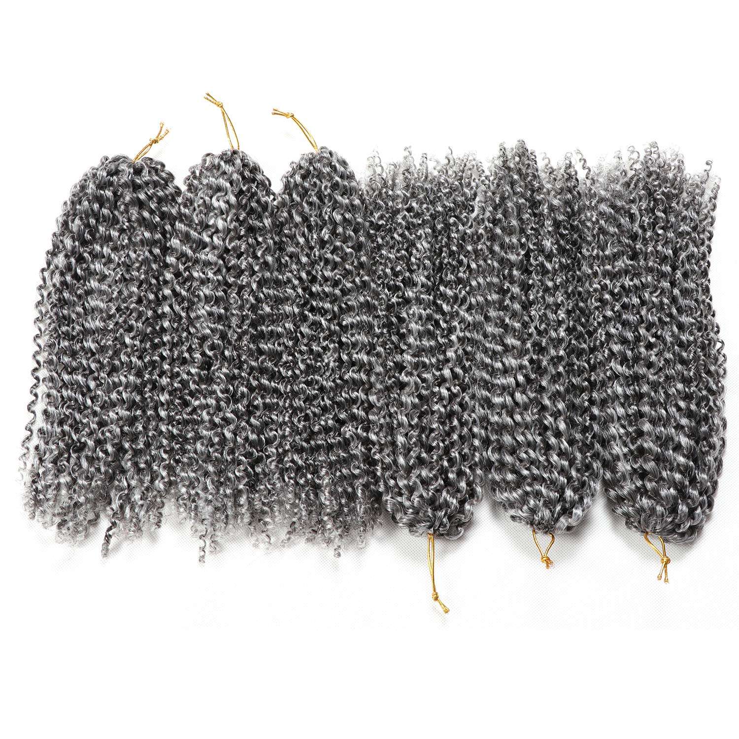 Lifabeauty Gray: 12 Inch Marlybob Crochet Hair 6 Small Packs/Lot Crochet Braids Jerry Curly Hair Extensions 20 Strands 40G/Pack (Gray) 3