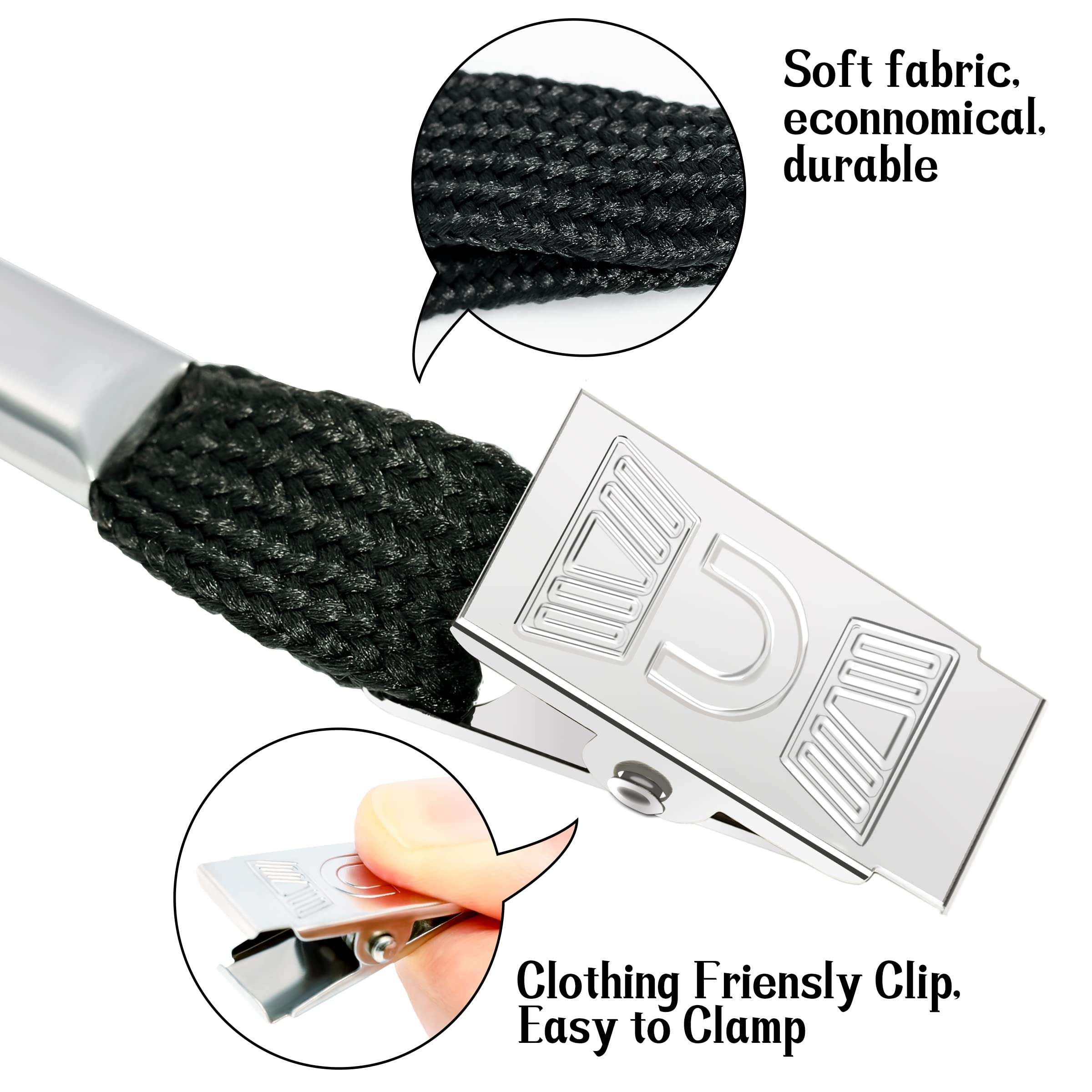 100Pcs Clear Plastic Horizontal Name Tags Badge ID Card Holders and 100Pcs Black Lanyards with Clip lanyards for id Badges (Black) 4