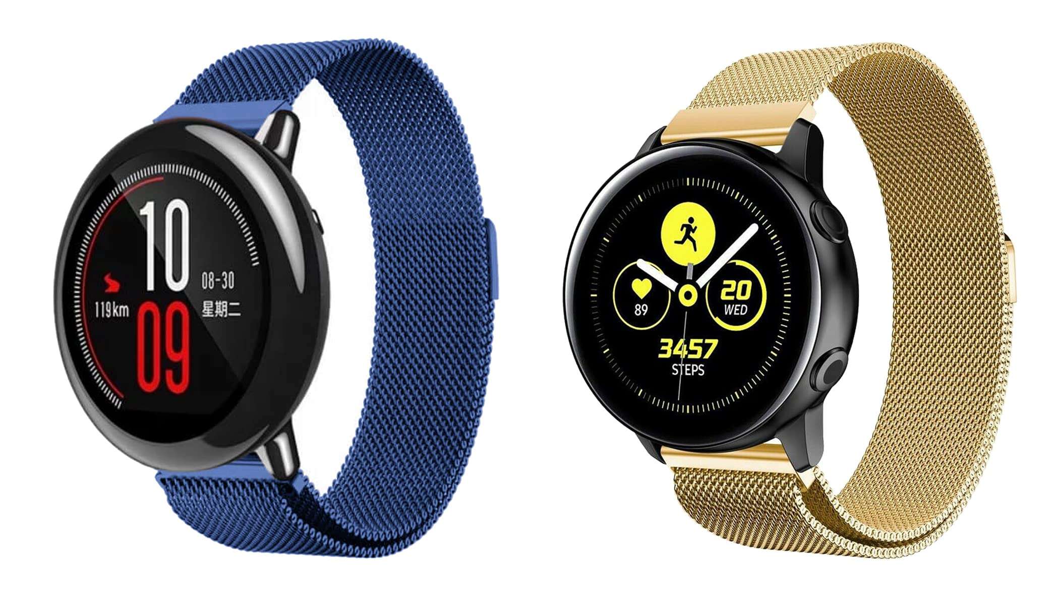 ACM Pack of 2 Watch Strap Magnetic Loop Compatible with Noise Colorfit Pro 4 Alpha Smartwatch Metal Chain Band (Blue/Champagne Gold) 3