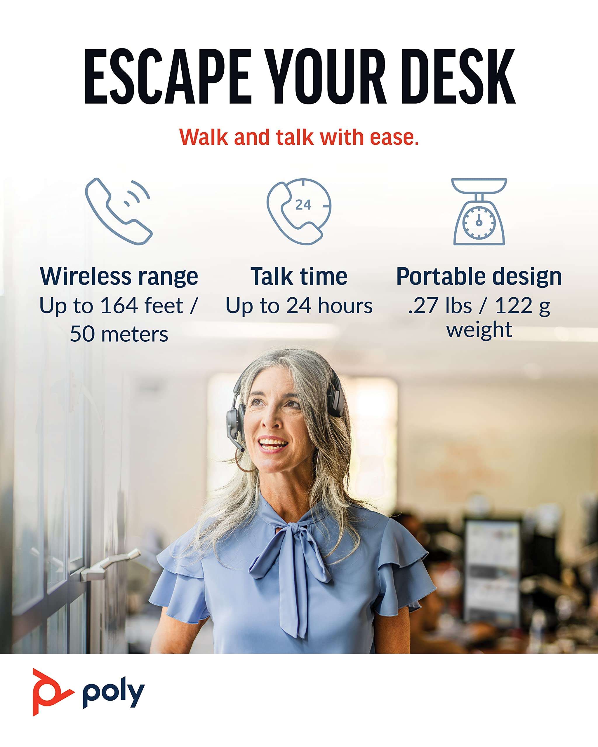 Poly Voyager 4310 UC Wireless Headset (Plantronics) - Single-Ear Bluetooth Headset w/Noise-Canceling Mic - Connect PC/Mac/Mobile via Bluetooth - Works w/Teams, Zoom, & More - Amazon Exclusive 4