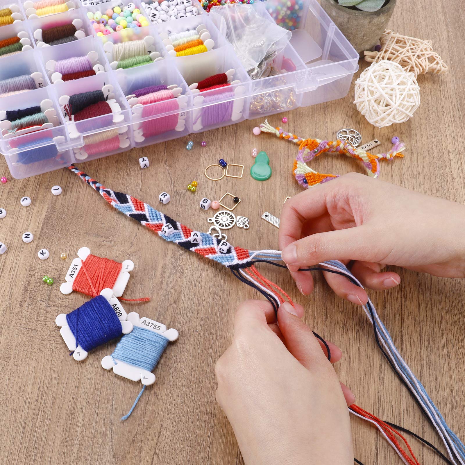 Friendship Bracelet Making Kit, 48 Multicolor Embroidery Floss, Letter Beads, Seed Beads, Spacer Beads for Friendship Bracelets, Crafts and Jewelry Making 5