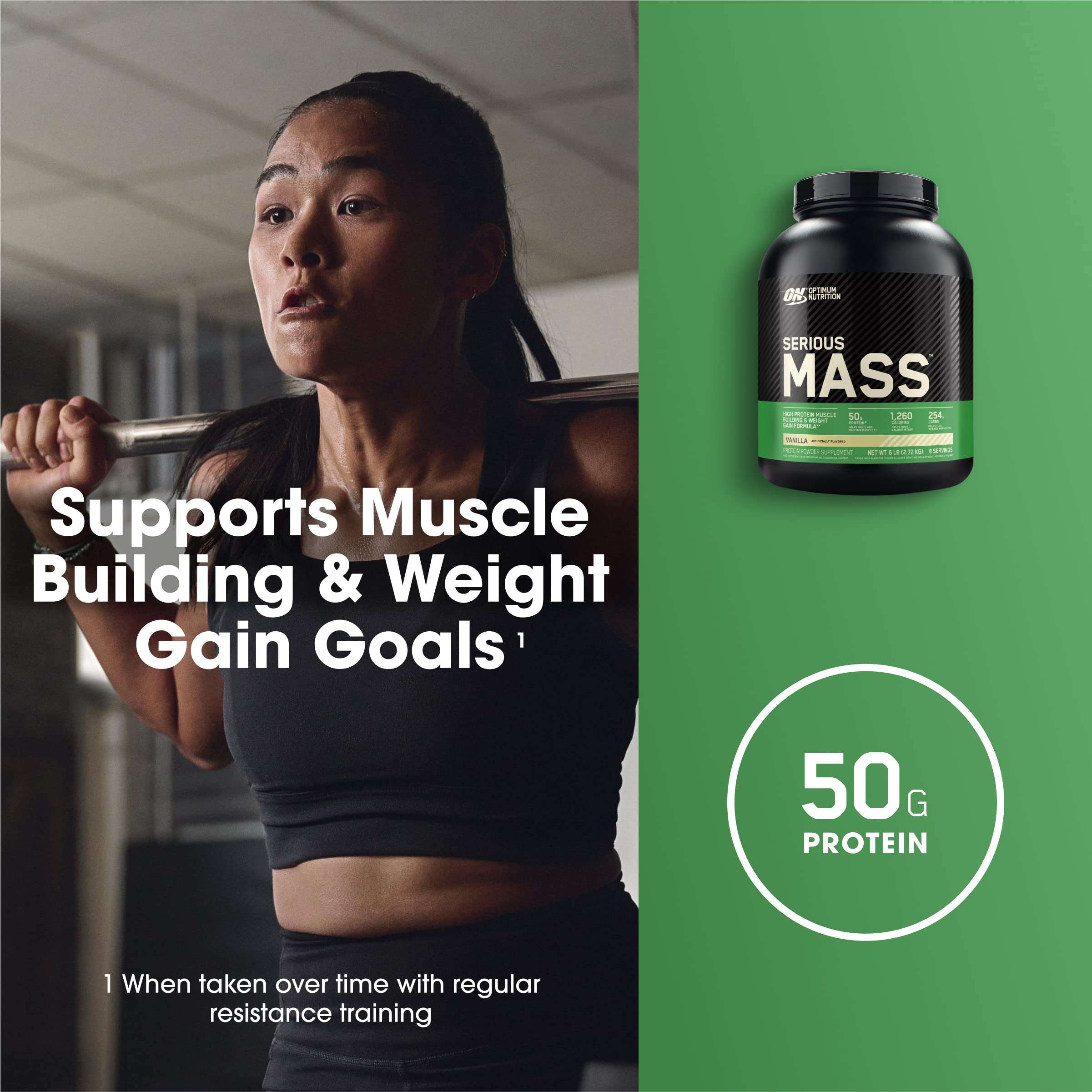 Optimum Nutrition Serious Mass, Weight Gainer Protein Powder, Mass Gainer, Vitamin C and Zinc for Immune Support, Creatine, Vanilla, 6 Pound (Packaging May Vary) 6