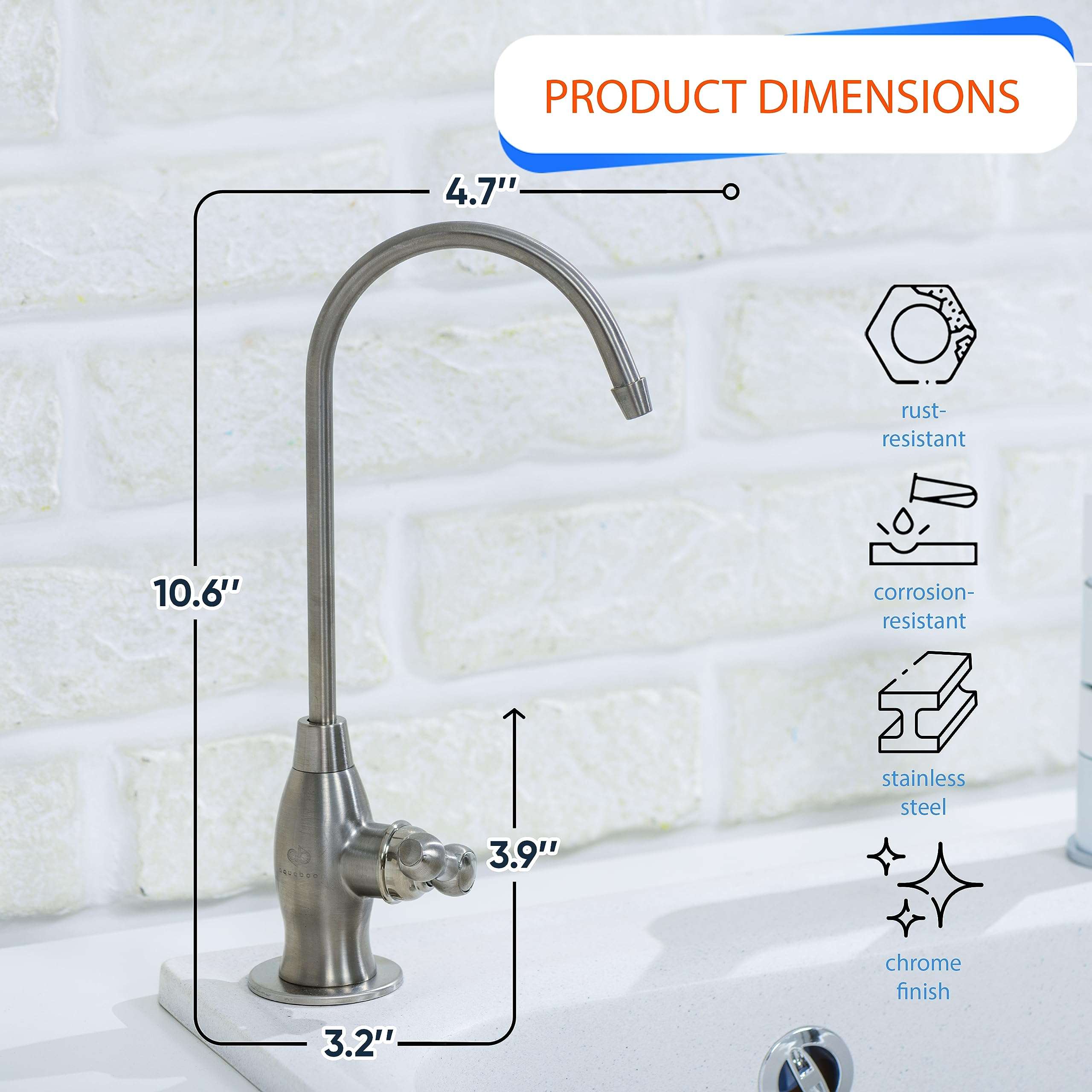 Aquaboon Drinking Water Faucet - Reverse Osmosis Water Filter Faucet - Kitchen Sink Faucets - Non-Air Gap Water Dispenser for Sink - Brushed Nickel Kitchen Faucet - Stainless Steel Kitchen Faucet 3