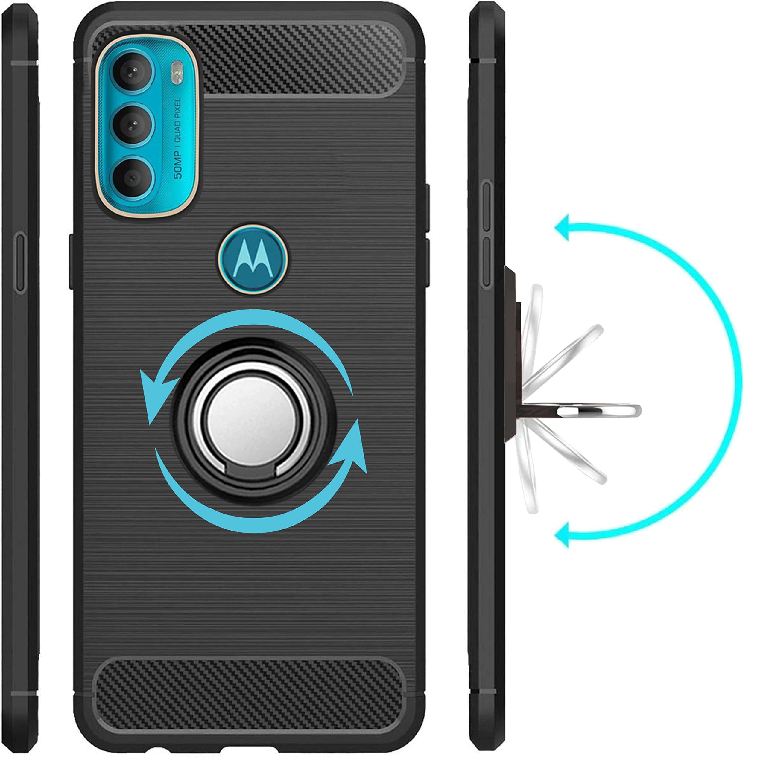 Unistuff Back Case Cover for Motorola Moto G82 5G | Ring Stand | Premium Finish | Camera Protection - Night Black, 76861 3