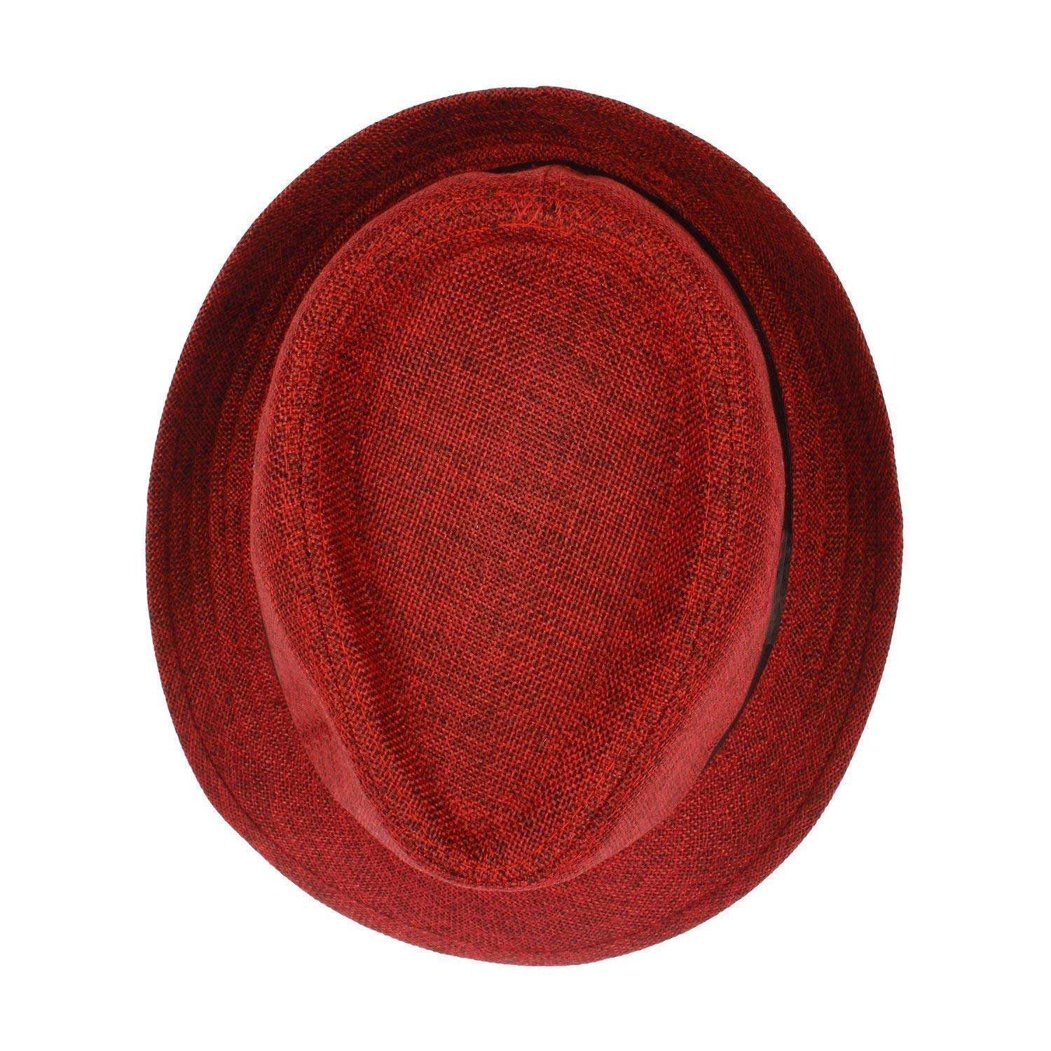 Wizme Men Fedora Wide Brim Hat (Red) 3