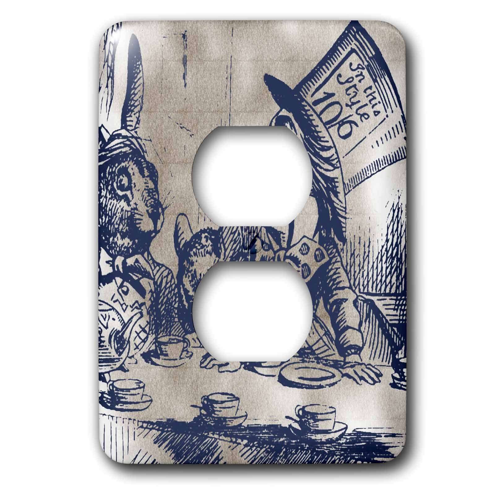 3dRose lsp_110204_6 " Mad Hatter Vintage Alice in Wonderland Tea Party 2 Plug Outlet Cover, Multicolor 1