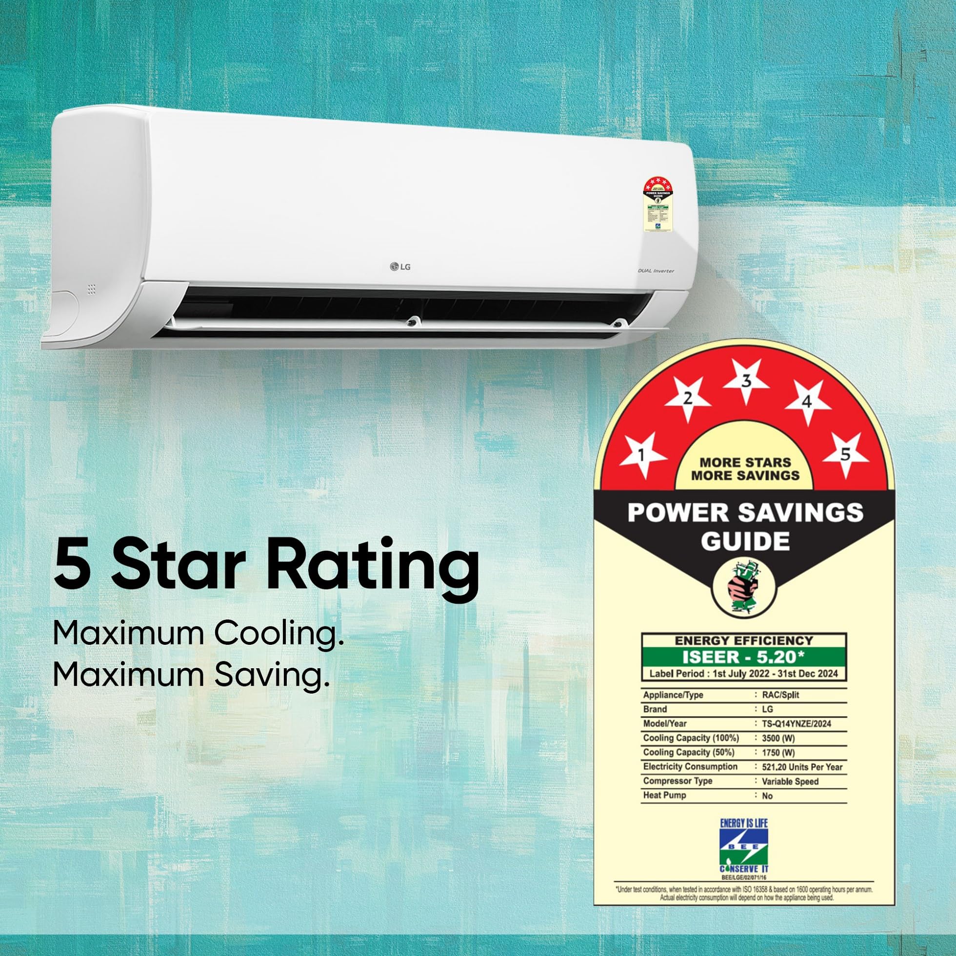 LG 1 Ton 5 Star AI Dual Inverter Split Ac (Copper, Super Convertible 6-In-1 Cooling, 4 Way Swing, HD Filter with Anti-Virus Protection, 2024 Model, TS-Q14YNZE, White) 3