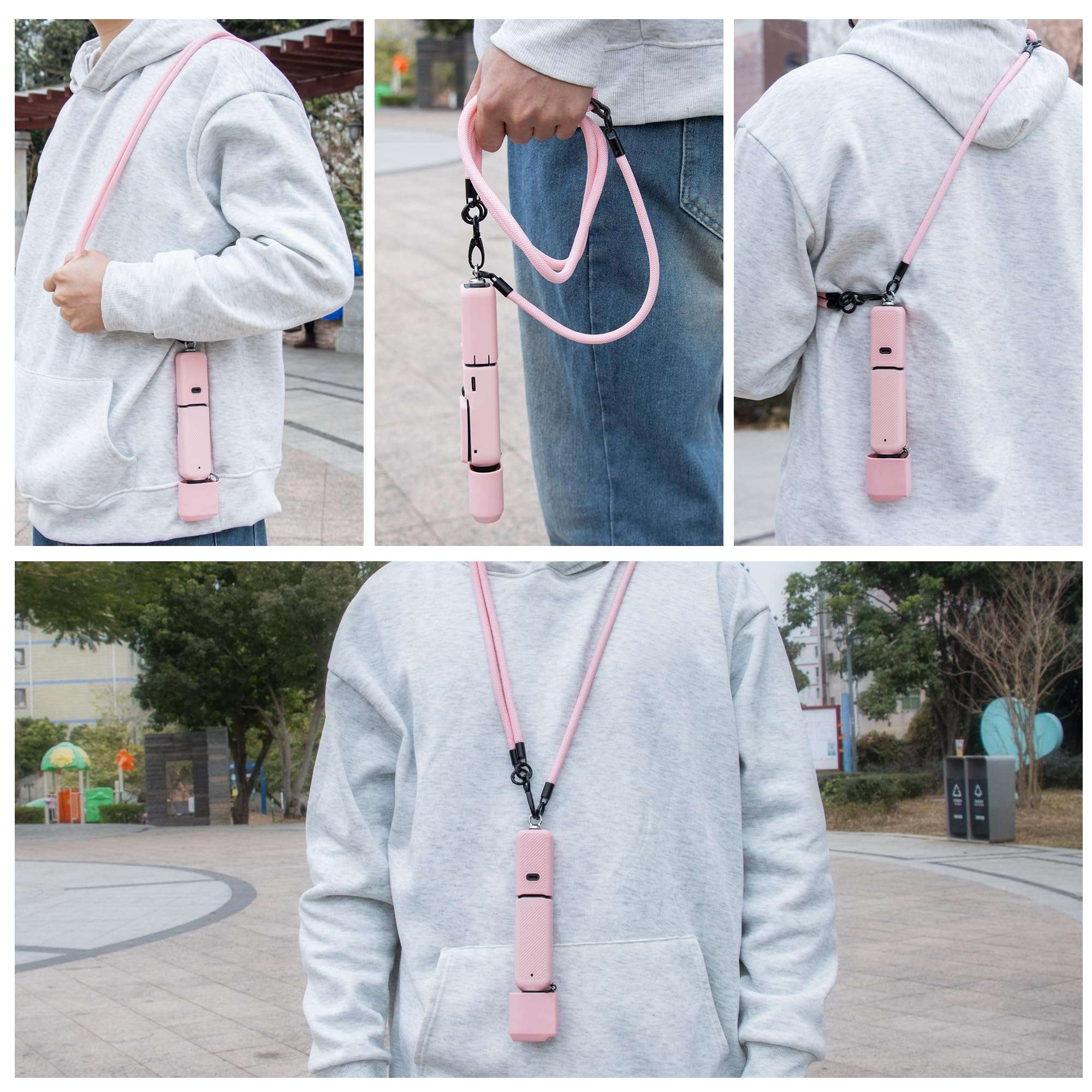 Pocket 3 Silicone Cover, OSMO Pocket 3 Creator Combo Accessories, Full Body Protective Kit with Camera/Battery Grip/Lens Covers, Microphone Cover, Threaded Handle Cover & Lanyard(Pink) 5