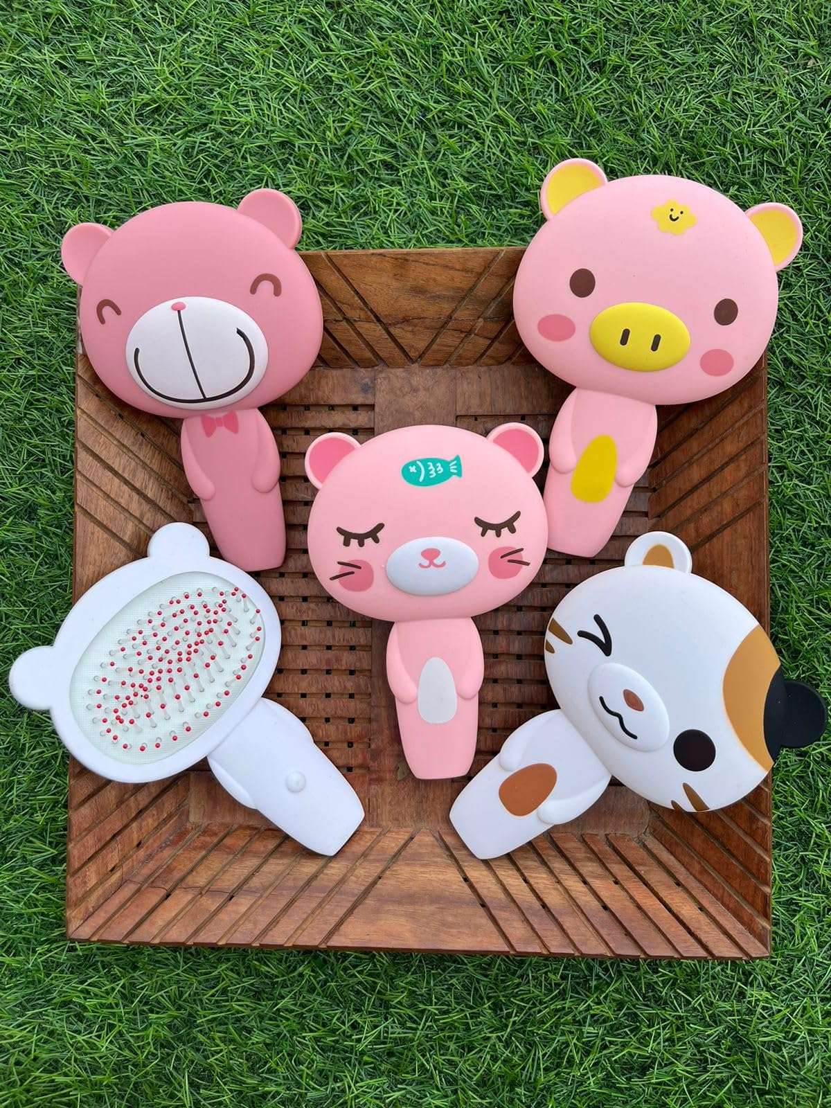 Radhya Accessories Teddy Silicon Hair Brush for Girls Hair comb for babies Kitty comb for Girls Hair brush for women Cartoon Comb detangler for Toddlers (Pink) (1 pc) 6