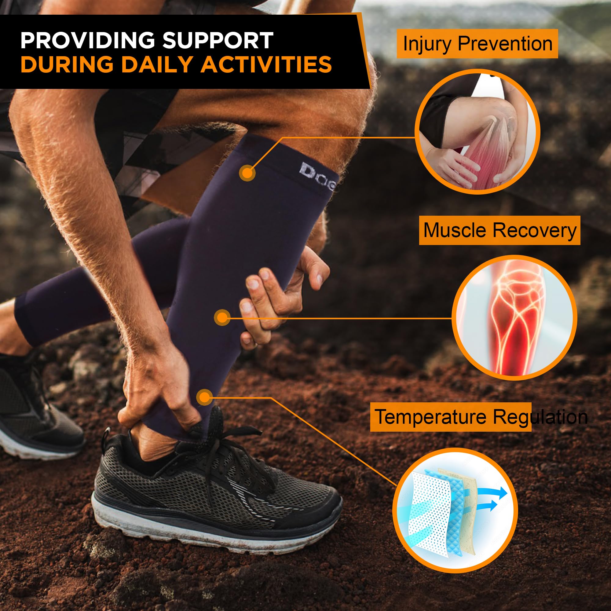 Doc Miller Compression Calf Sleeve for Men & Women – 20-30mmHg Graduated Support for Running, Shin Splints, Calf Strain – Knee High, Small to 6XL Plus Size 4