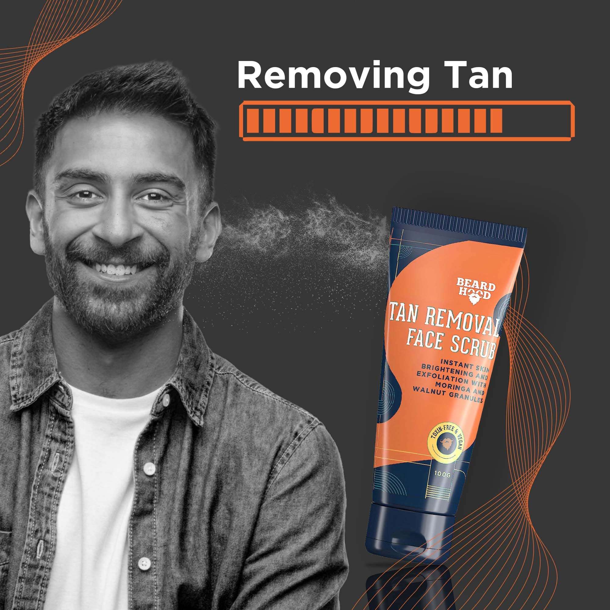 Beardhood De Tan Removal Face Scrub 100g, Enriched with Moringa, Walnut Granules & Almond Oil | Skin De-Tan | Exfoliation and Deep Cleaning | All Skin Types | SLS & Paraben Free 2