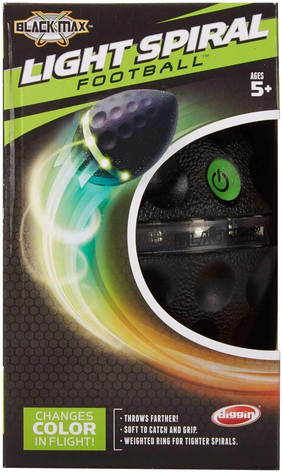Diggin Black Max Light Spiral Football Toy 2