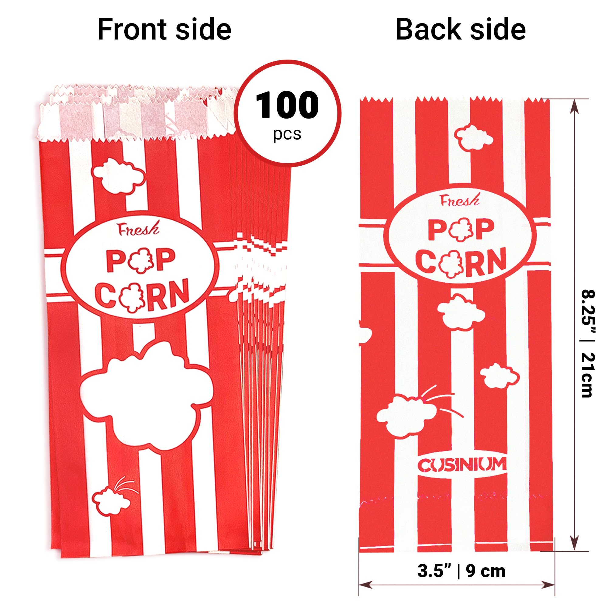 [50-pcs] 24 oz Kraft Popcorn Buckets + [100-pcs] 1 oz Red Popcorn Bags (Carnival Theme, Customizable) Bundle 5