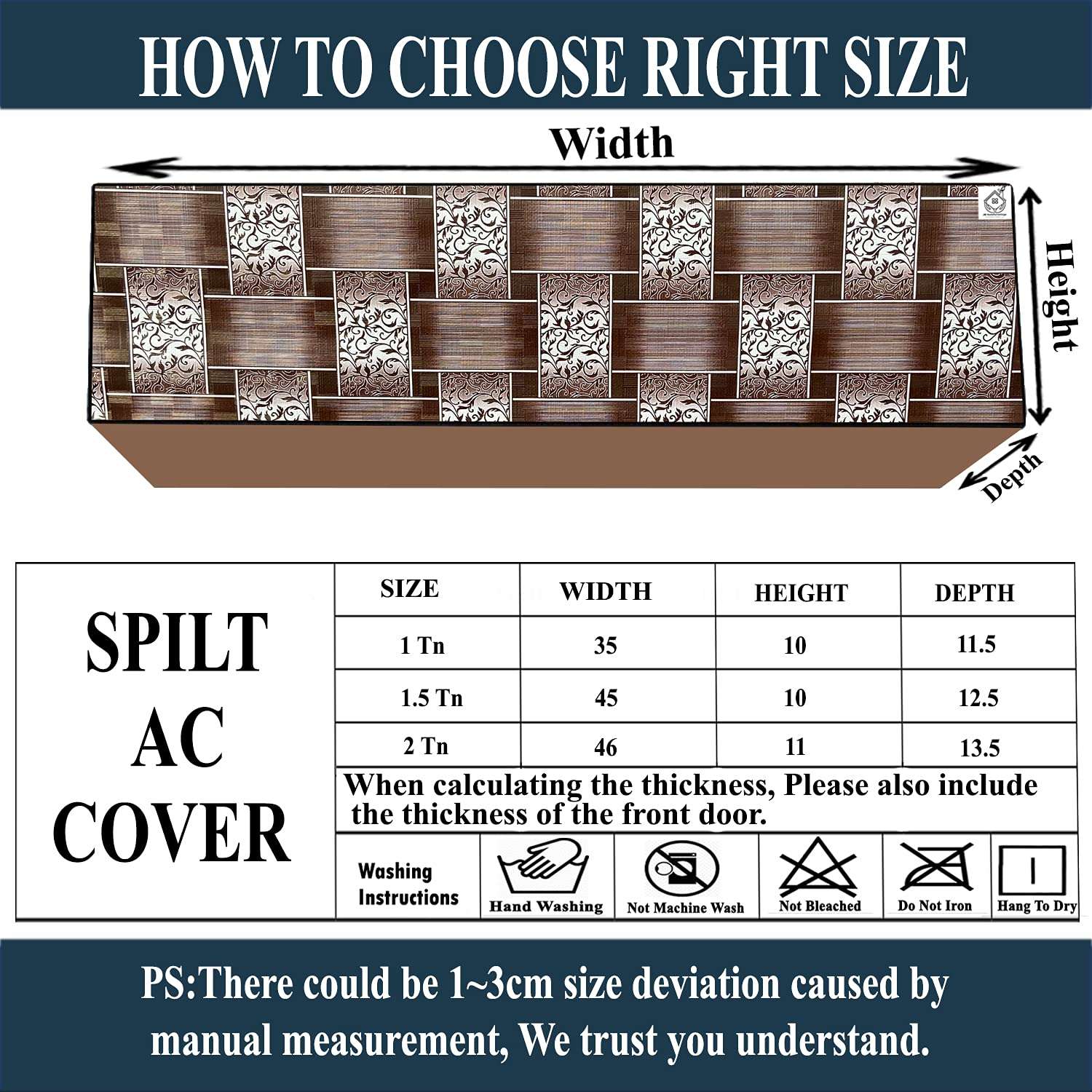 Jm Homefurnishings Polycarbonate Water & Dustproof Split Ac Cover for Voltas 1.5 Ton 4 Star Inverter, Copper, 184v Szs, Beige (Color03) 6