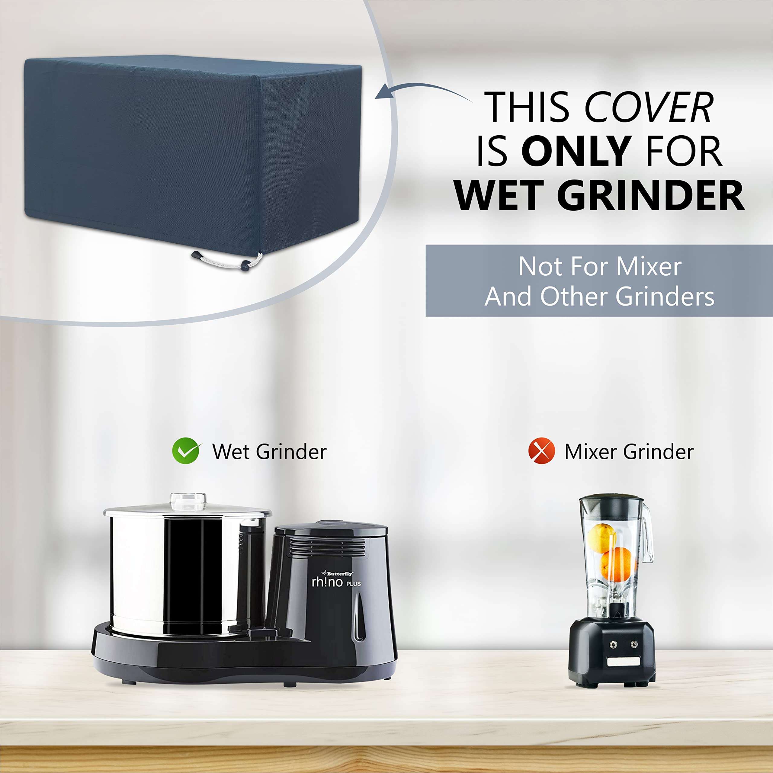 CRASOME Dust Proof Washable Kitchen Wet Grinder Cover for 2L Table Top Bajaj WX 1 | Bajaj WX 3 CSM-BJ (Blue) 6