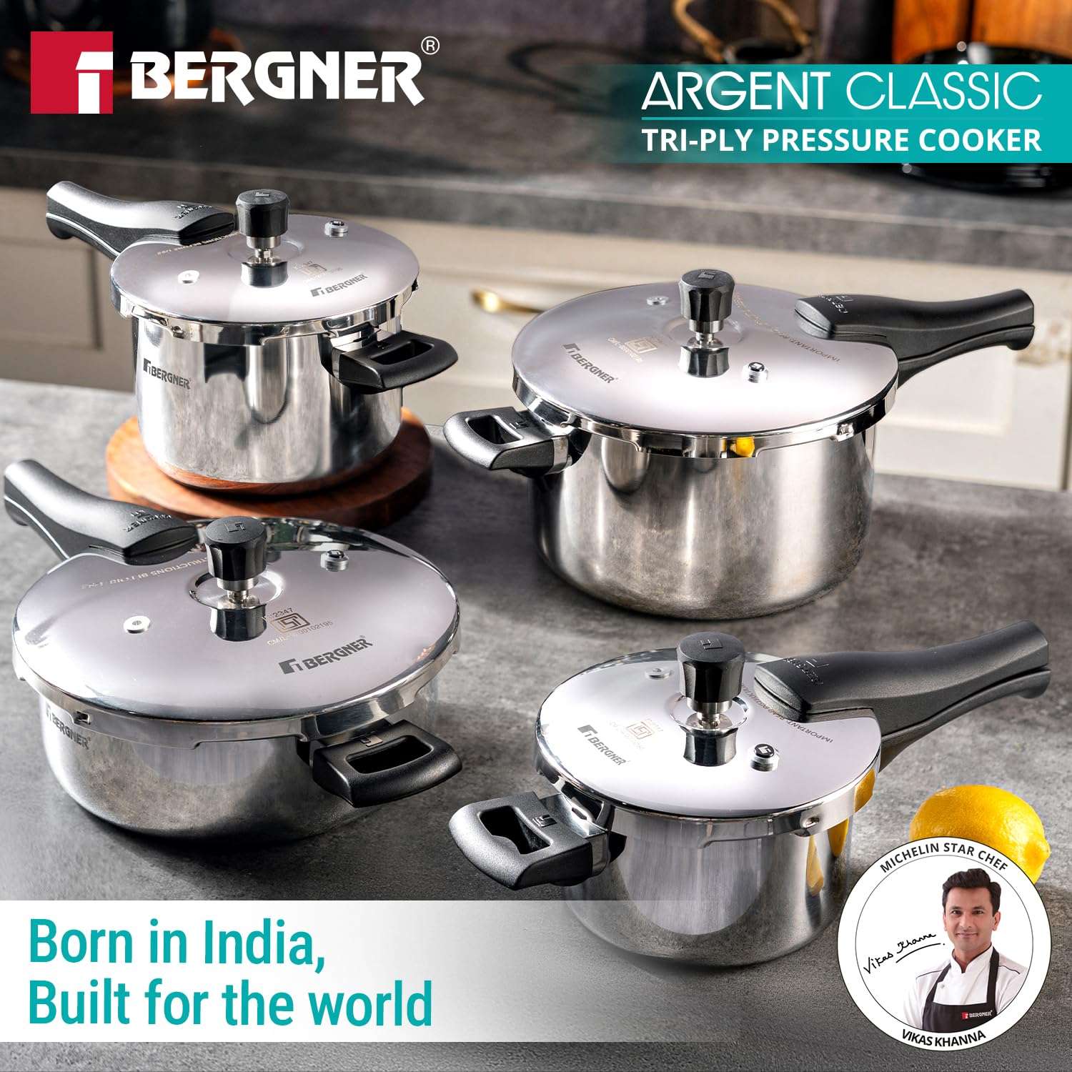 Bergner Argent Classic Triply Stainless Steel 1 Liter Outer Lid Pressure Cooker, Mini Baby Cooker with Resettable Safety Valve, Sturdy Handle, Easy to Use and Clean - Induction and Gas Stove Ready 3