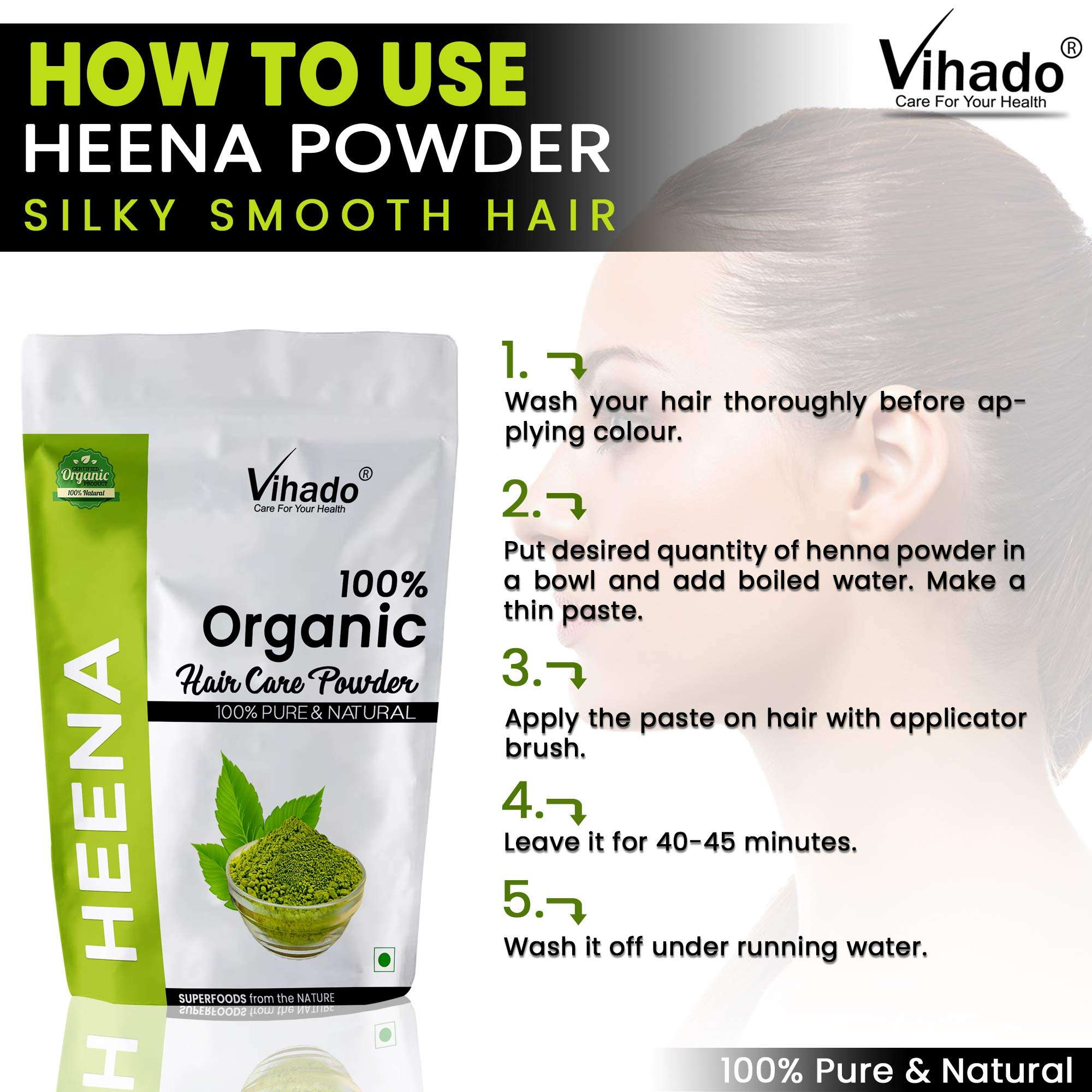 Vihado Henna Fresh powder hair color (400G) 5