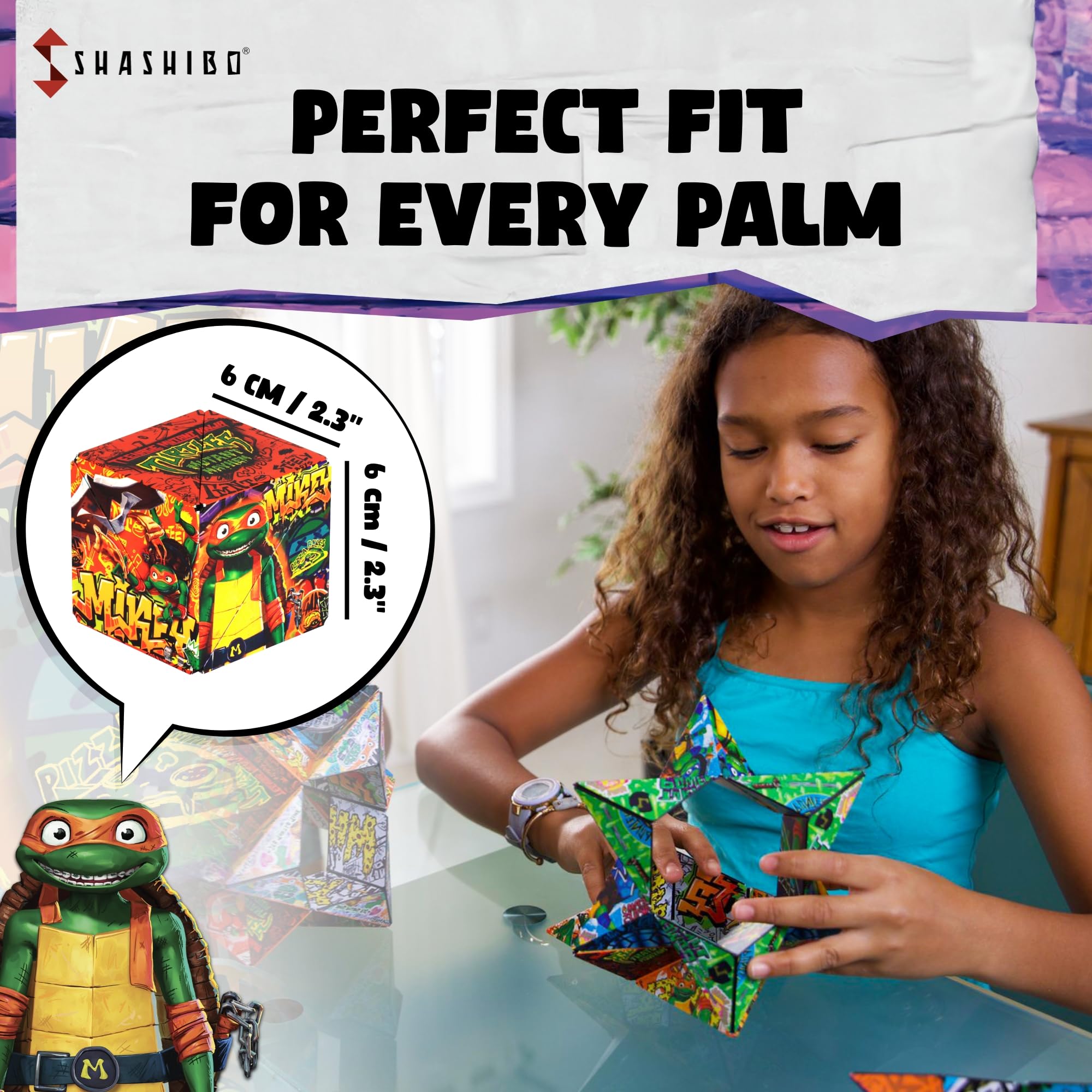 SHASHIBO Teenage Mutant Ninja Turtles Shape Shifting Box - STEM Magnetic Fidget Cube That Transforms Into Over 70 Shapes, Download Fun in Motion Toys Mobile App (Mikey) 6