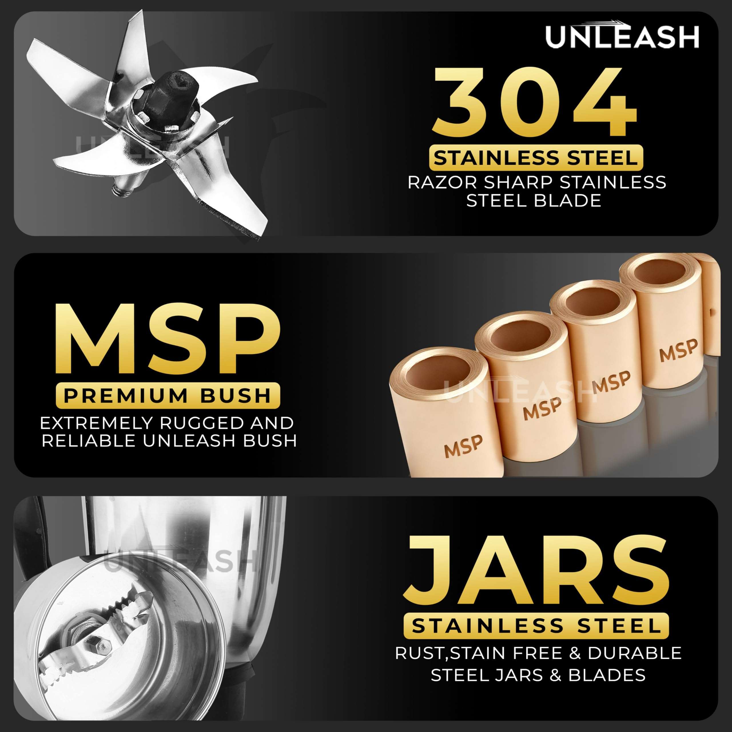 Unleash Stainless Steel 400 ml Small Mixer Grinder Juicer Chutney Jar For Chutney With Razor-Sharp Blades, Leakproof Lid, Durable Coupler (400 ML) 5