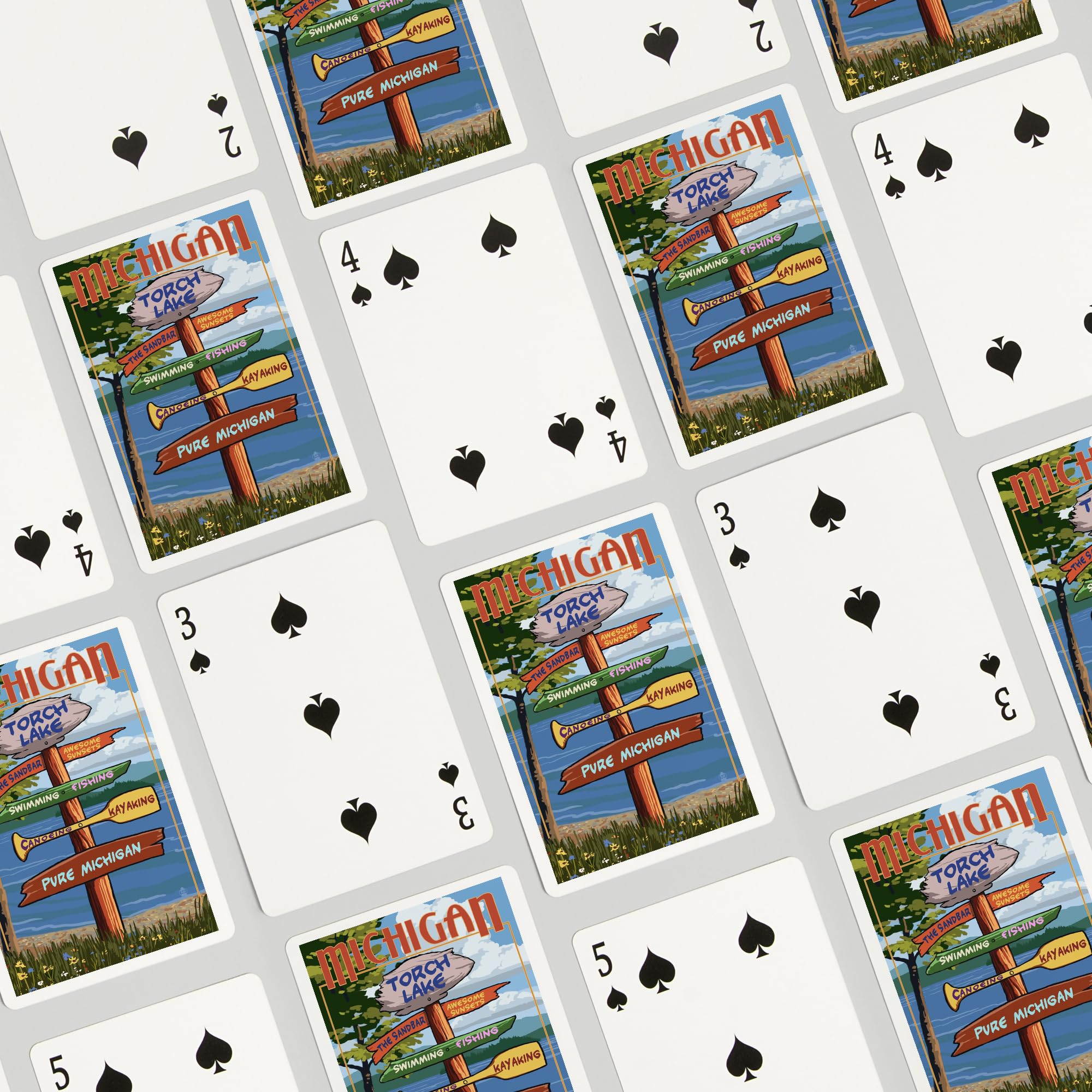 Lantern Press Torch Lake, Michigan, Pure Michigan, Sign Destinations (52 Playing Cards, Poker Size Card Deck with Jokers) 4