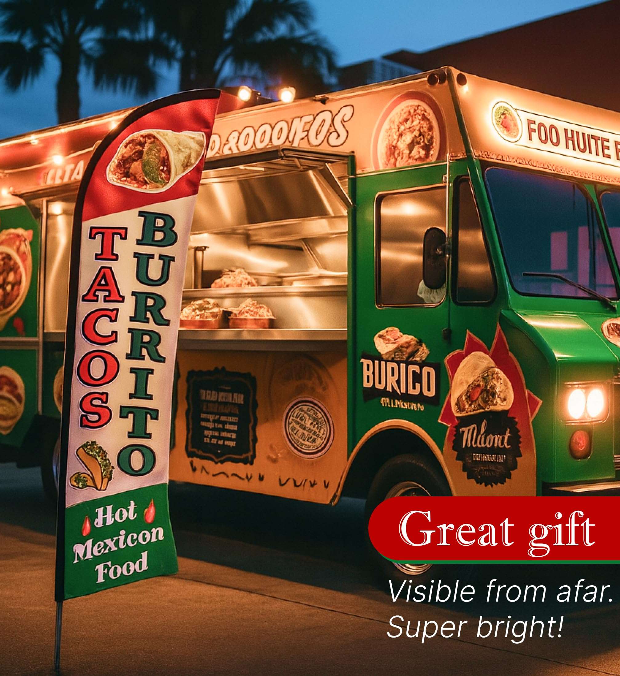 12x2.5 Feet Tall Feather Flags "Tacos & Burritos" - Advertising Replacement Feather Banner - Single Sided Feathers Banners Food Themed - Feathers Flags in Polyester - Flagpole is Not Included 6