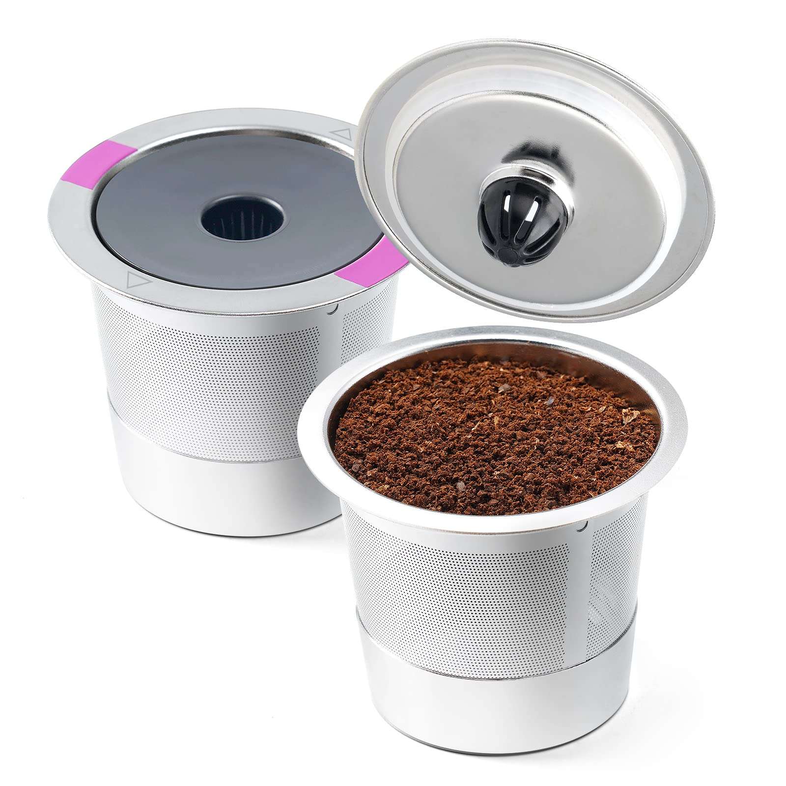 2 Pack Reusable K Cup Coffee Pods for K-eurig 1.0 & 2.0 Coffee Maker Stainless Steel Refillable K-eurig Coffee Filter 1
