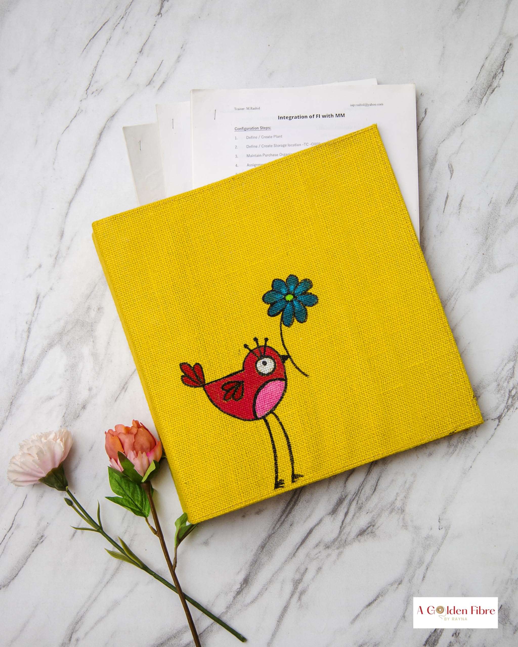 A Golden Fiber Handmade Multipurpose Resuable Jute Binders for Men & Women (Yellow/MUL, 8.5"X11.5"X3") 5