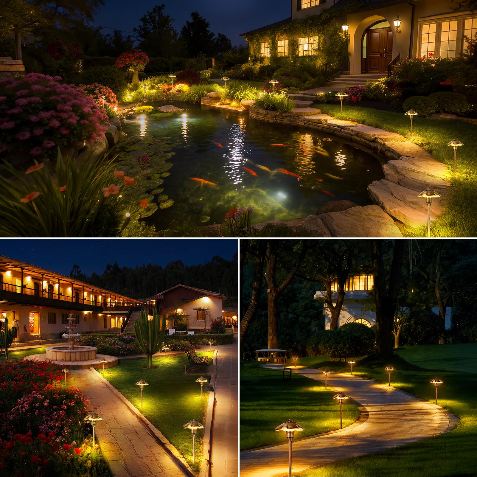 LEDLampsWorld Low Voltage Pathway Lights Wired, 5W, 12-24V AC/DC, 2900K Landscape Lighting Kit, IP65 Outdoor Waterproof Light for Yard Lawn Garden, Cast-Aluminum LED Walkway Lights, 6 Pack 6