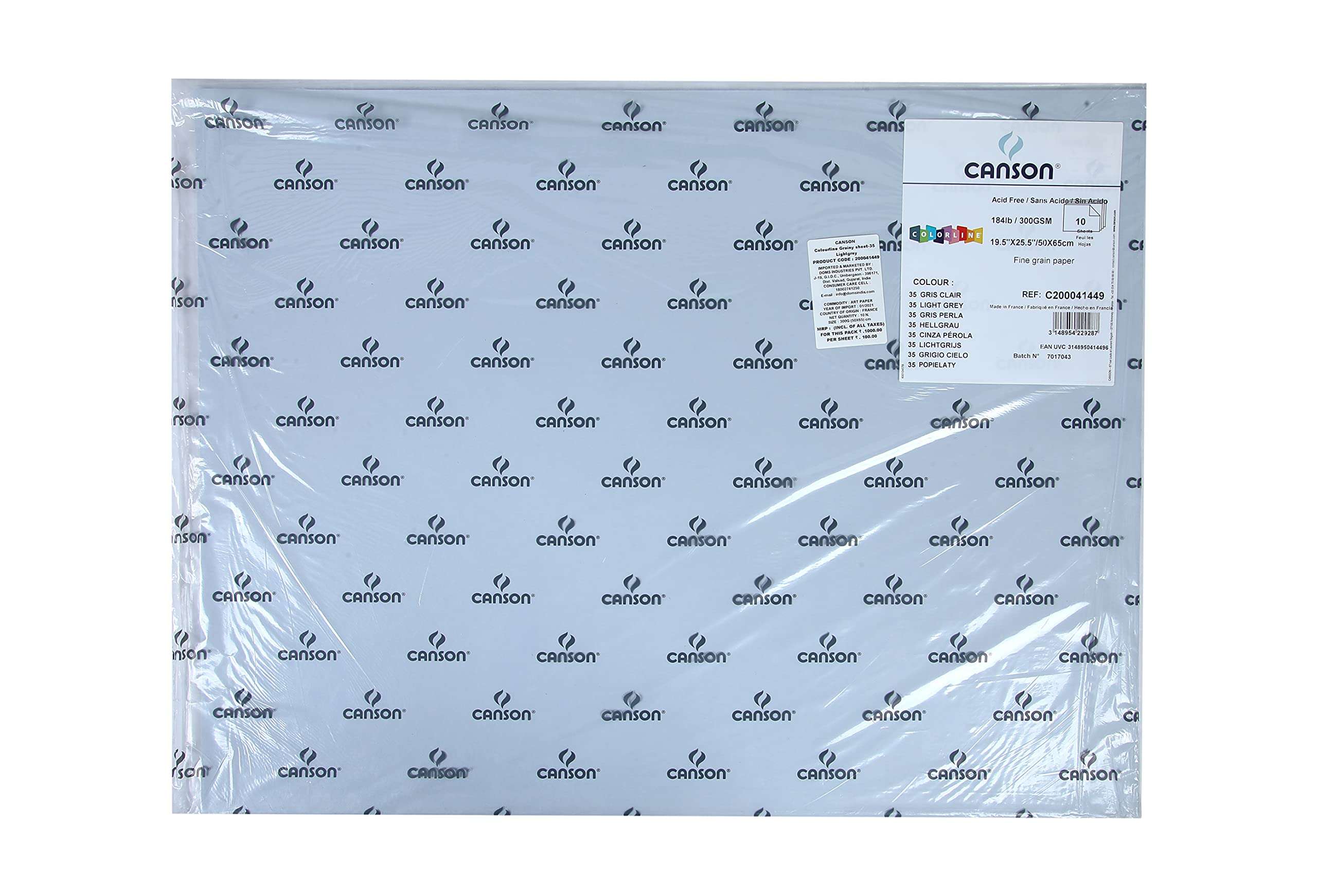 Canson Colorline 300 GSM Grainy 50 x 65 cm Coloured Drawing Paper Sheets(Light Grey, 10 Sheets) 3