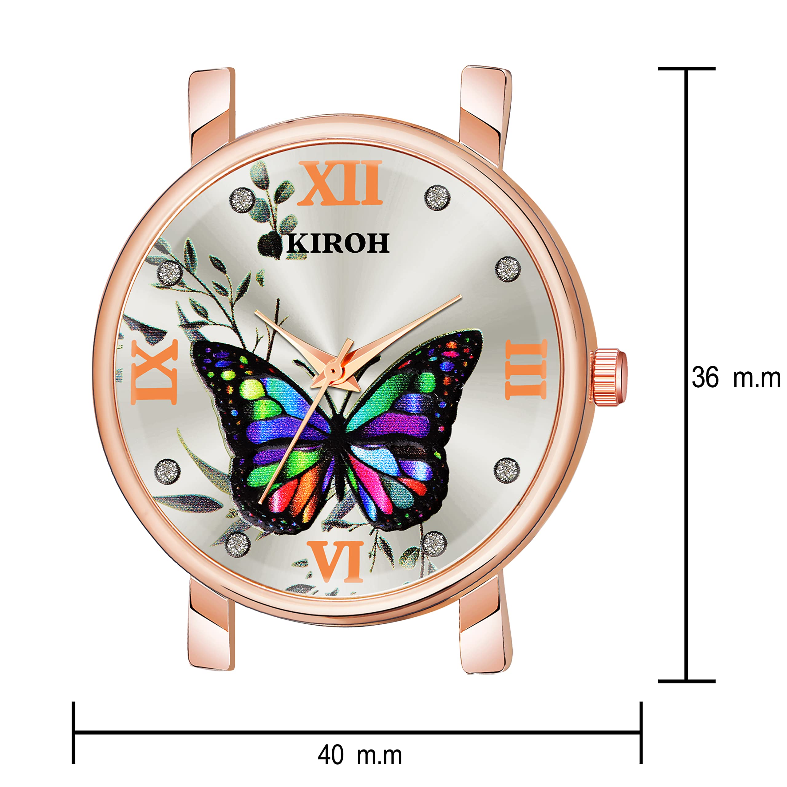 KIROH Analogue Butterfly Dial Unique Designer Leather Belt Women's and Girl's Watch (White) 3