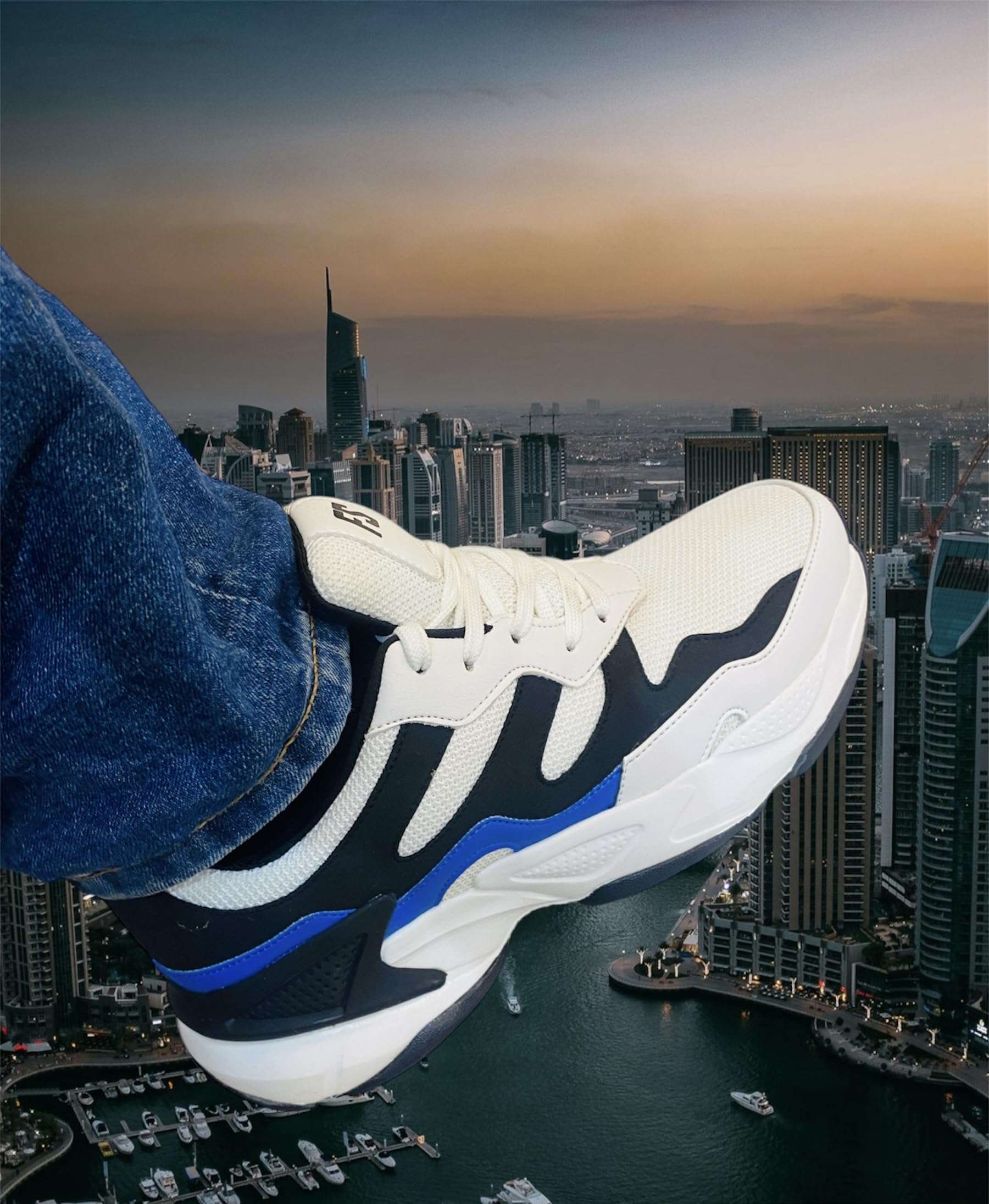 Future Step Magic Comfortable Running Shoes with Adaptive Smart Cushioning 5 in 1 uni-Moulding Technology Professional Non Slip Running Shoe for Training, Walking, Fitness & Gym White/Blue (10) 6