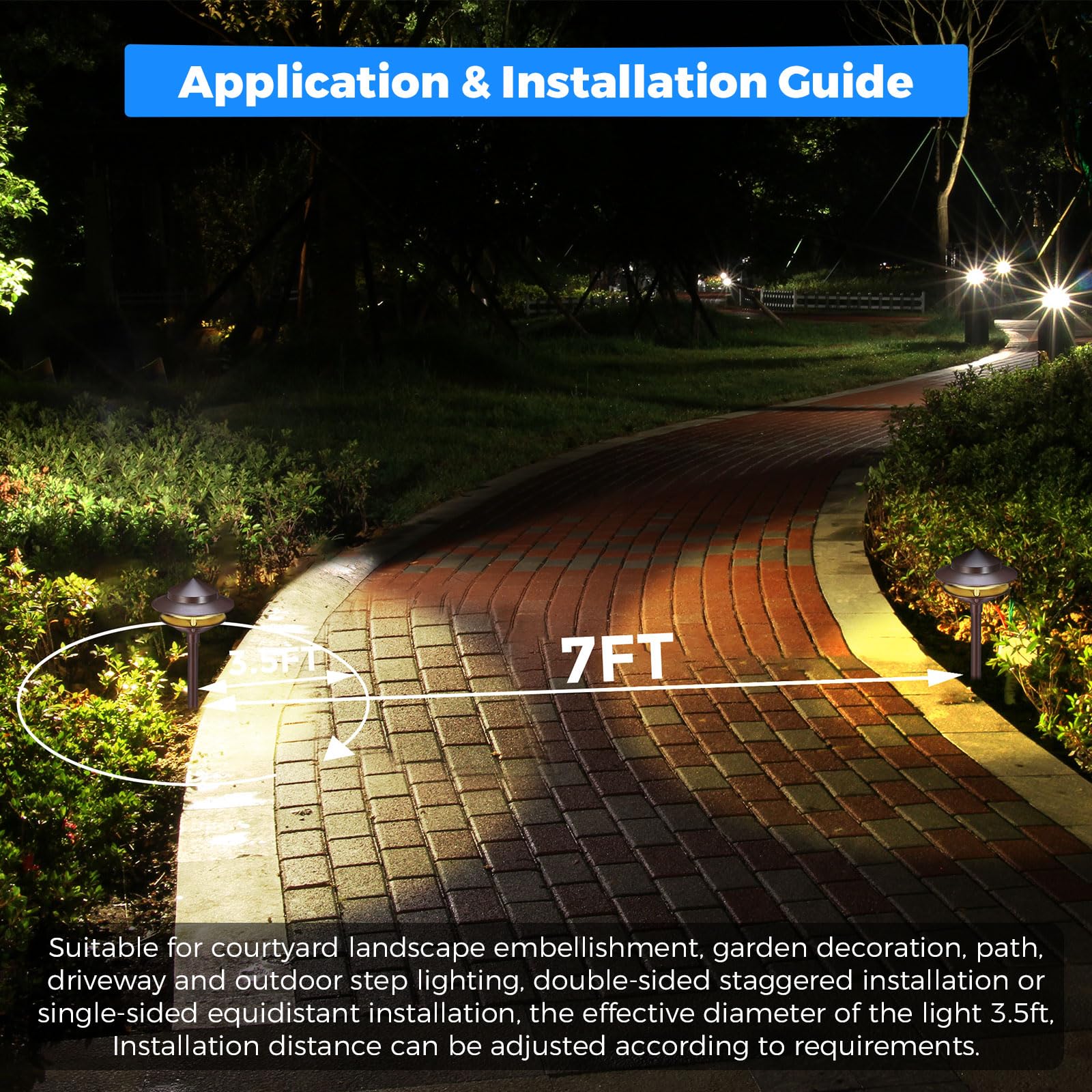 Gardencoin Pagoda Low Voltage Pathway Lights, 12V Outdoor LED Landscape Path Lights Wired, Cast Aluminum Walkway Lighting with 4W 2700K Replaceable G4 Bulb, Bronze Classic Shade, 480LM, 2-Tier 6 Pack 6