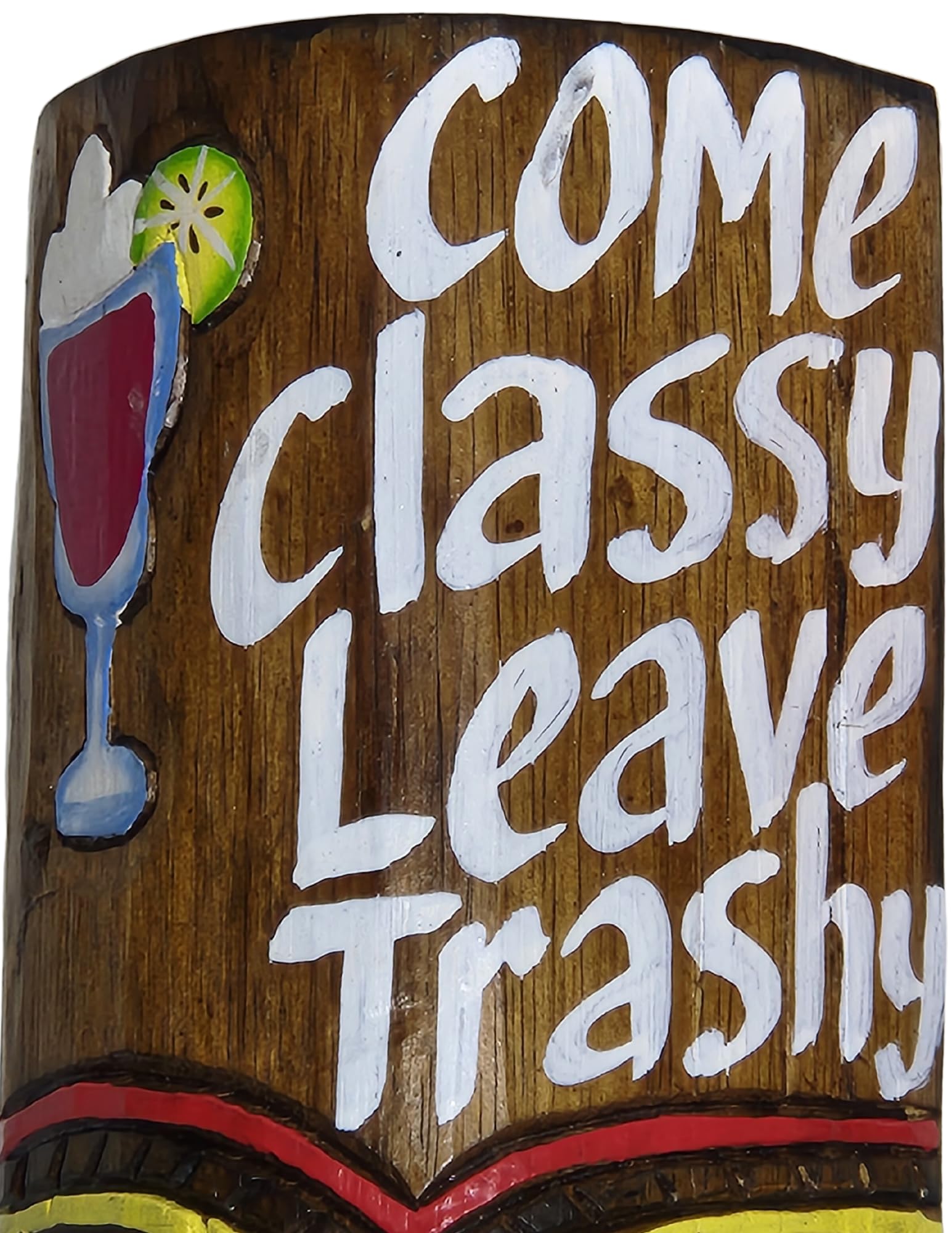 WorldBazzar 20" SET OF 2 HANDMADE TIKI MASK HAWAIIAN POLYNESIAN WALL ART TRIBAL BAR TROPICAL Come Classy Leave Trashy & Relax It's Beach Time Signs 4