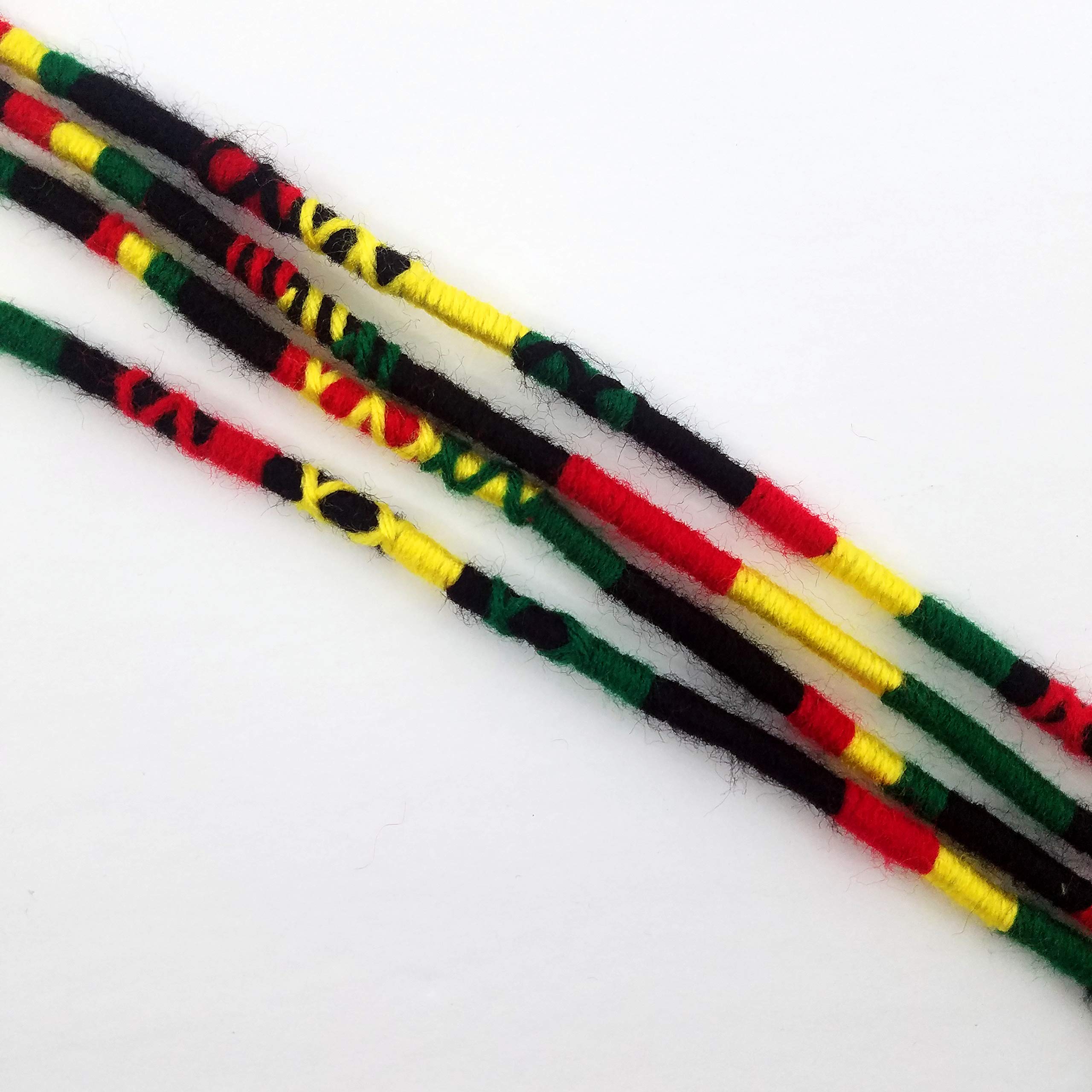 Rasta Colors Red, Yellow, Green, Black - Hippie Hair Extension, Qty: 1 Dreadlocks Accessory, Dread Wrap, Hair Fall, Hair Wrap, Colorful Accessories for Dreads, Braids, Curls 3