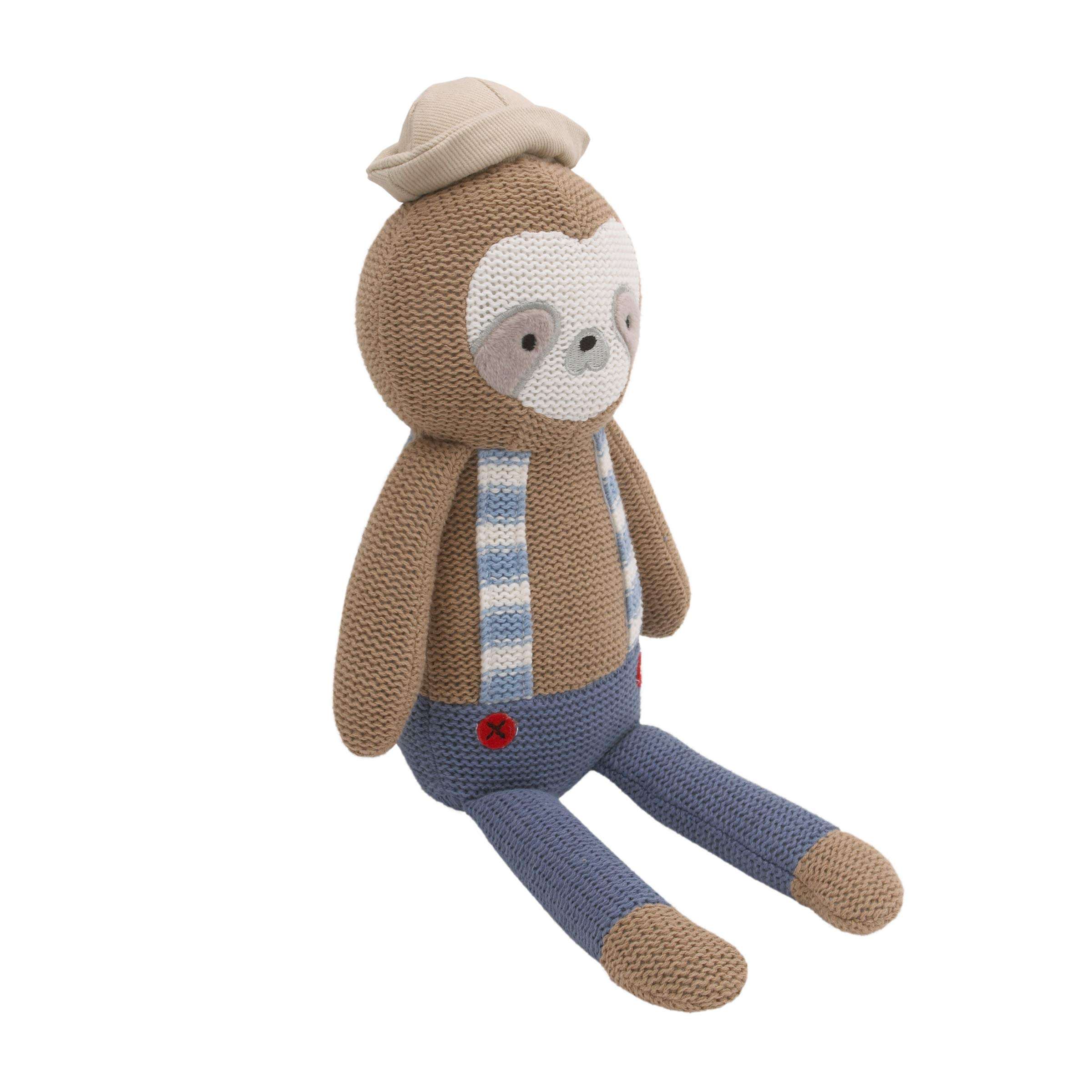 Cuddle Me Scottie The Sloth 12" Grey & Blue Knit Plush Stuffed Animal, Grey, Blue, Red, (3745008P) 3