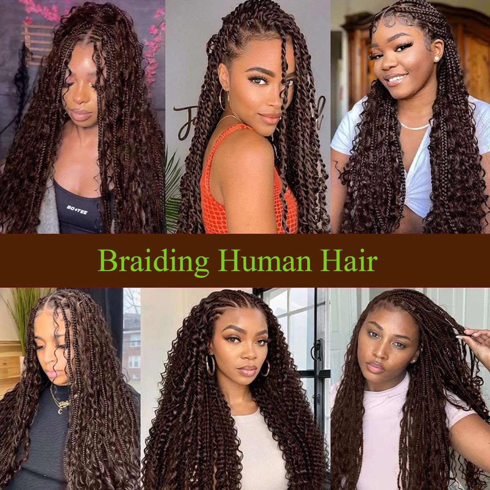 Leruikair Color 4 Chocolate Brown Deep Wave Bulk Human Braiding Hair 50g Per Bundle 2 Pcs Total 100g 20 Inch Brazilian Virgin Bulk No Weft Braiding Human Hair for Black Women 6