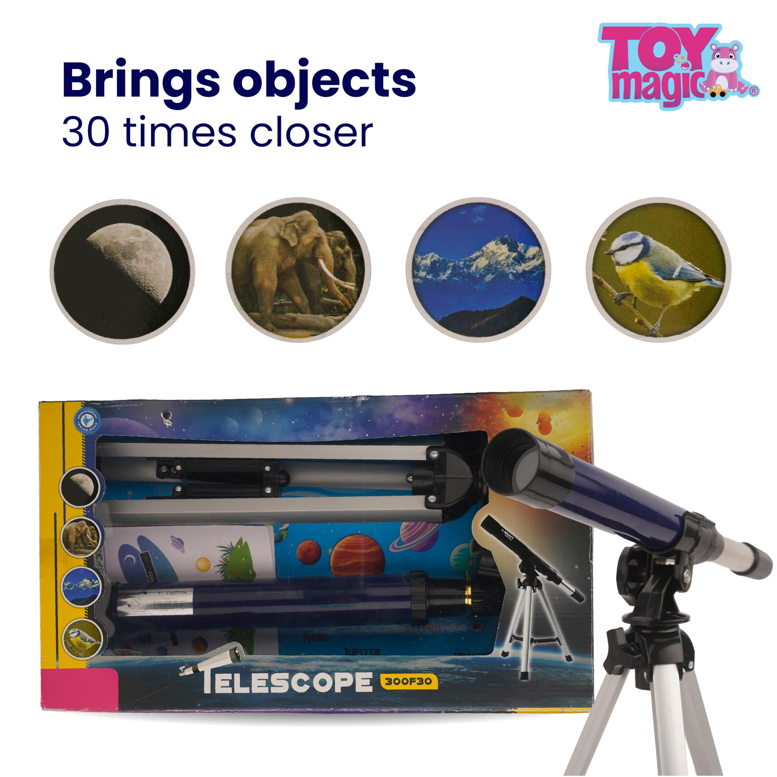 ToyMagic Telescope 300 30|Lightweight Beginner's Telescope with 30x Magnification|Easy Setup with Tabletop Tripod for Terrestrial Observation | Ideal for Kids and Adults Exploring Nature and Astronomy 4