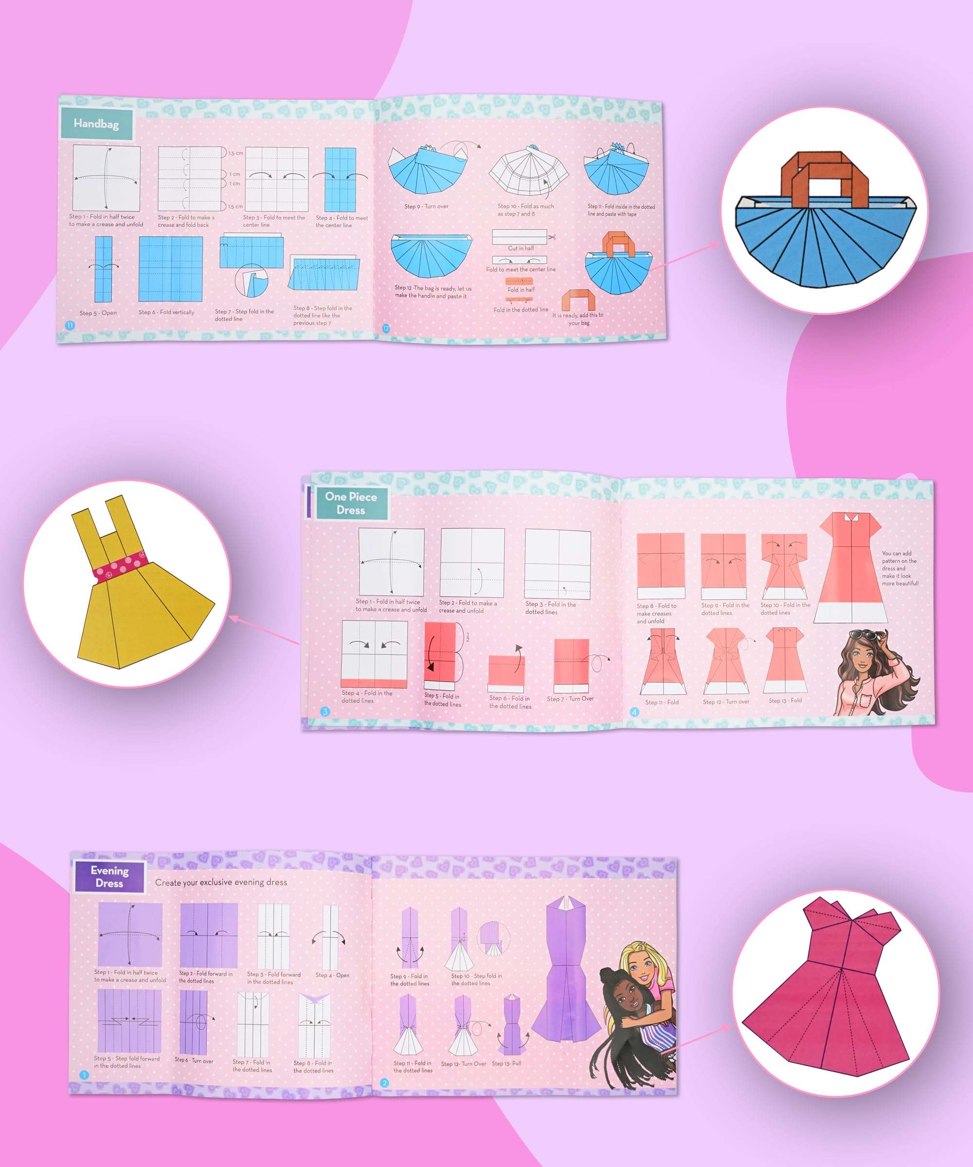 Barbie PPI-BDIY-002 Origami Craft Kit DIY Paper Folding Set for Kids & Girls, Creative Activity Book with Barbie Designs, Ideal for Ages 6–12, Fun & Educational Crafting Experience 3