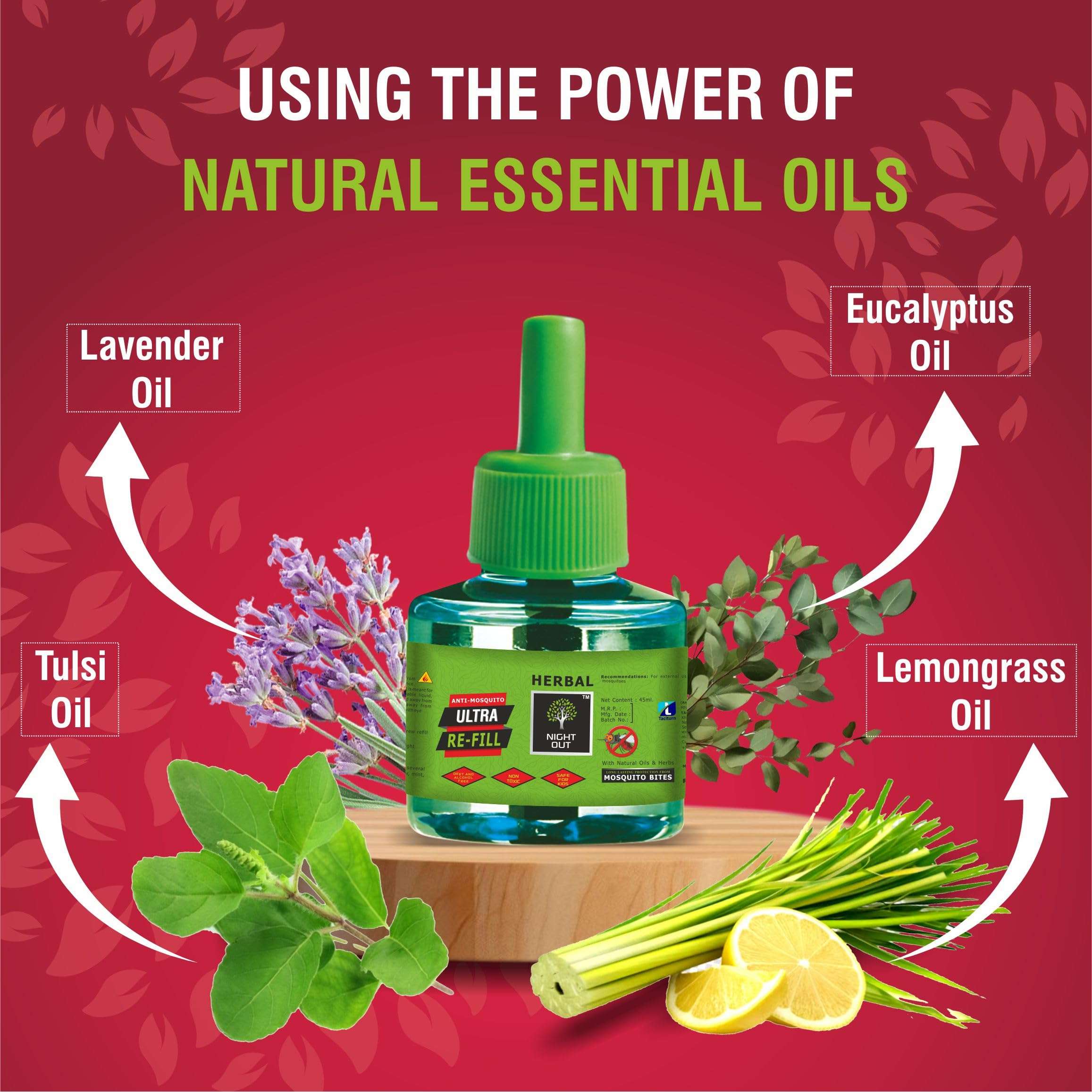 Night Out Herbal-Anti Mosquito-Ultra Refill Without Repellent Machine, Ultra Liquid Power, Long-Lasting Protective Action Against Insect Bites - Pack of 100 Combo (45ml Each) 3