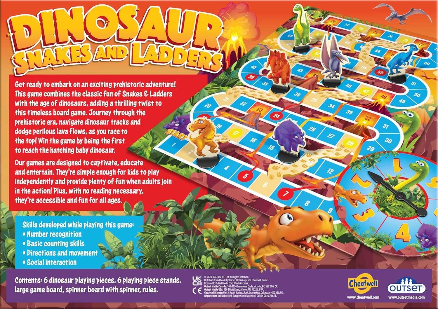 Dinosaur Snakes and Ladders Game – No Reading Required – Preschool Board Game for Ages 3 and up by Outset Media 5