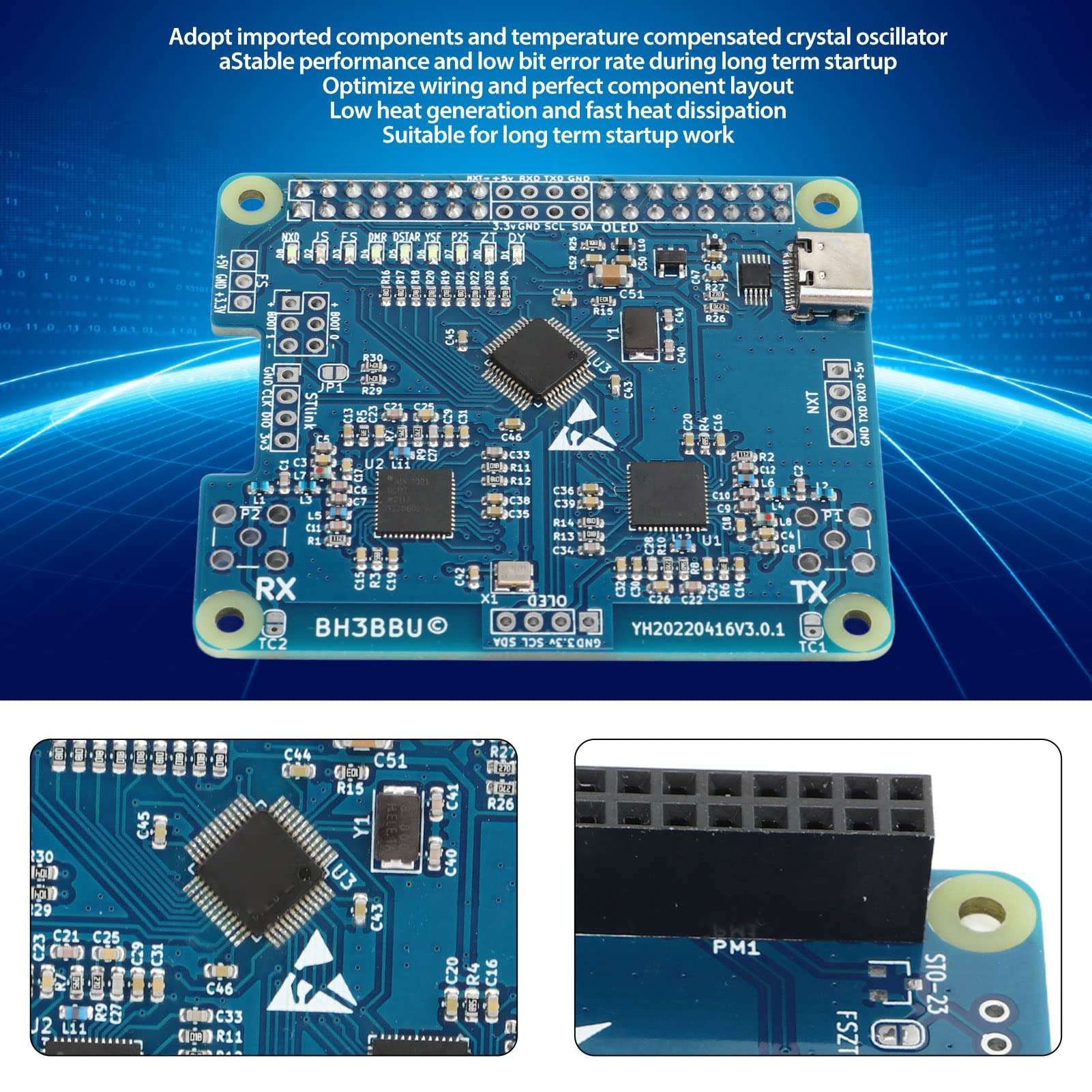 Hilitand Hotspot Board, 20mW Hotspot Board, MMDVM Duplex Hotspot Module Low Heat Support Multi Modes for, Single Board Computers 3