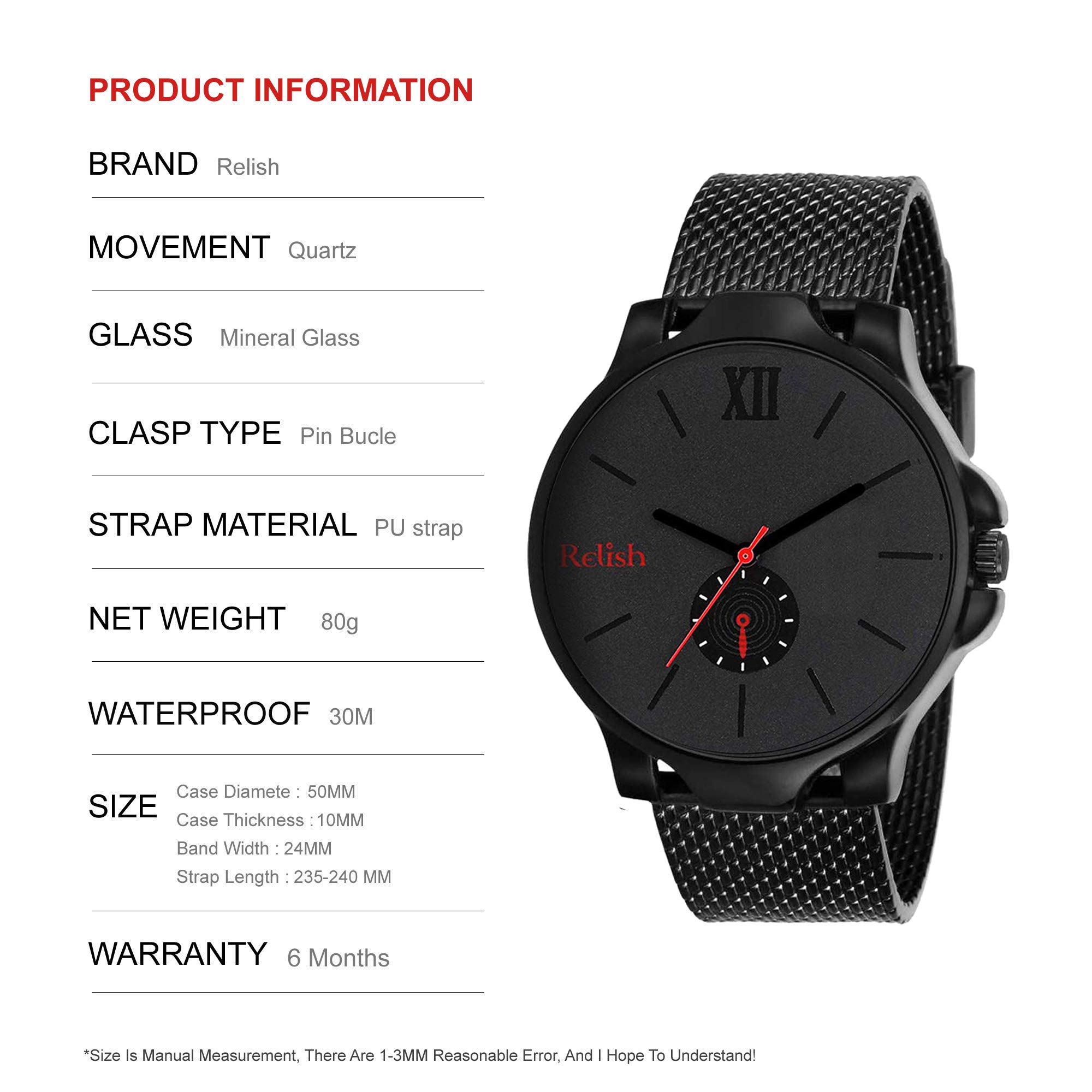 Relish Analogue Men's & Boy's Watch, Black Caps and Reversible PU-Leather Belt Combo for Gifts (Black4) 3